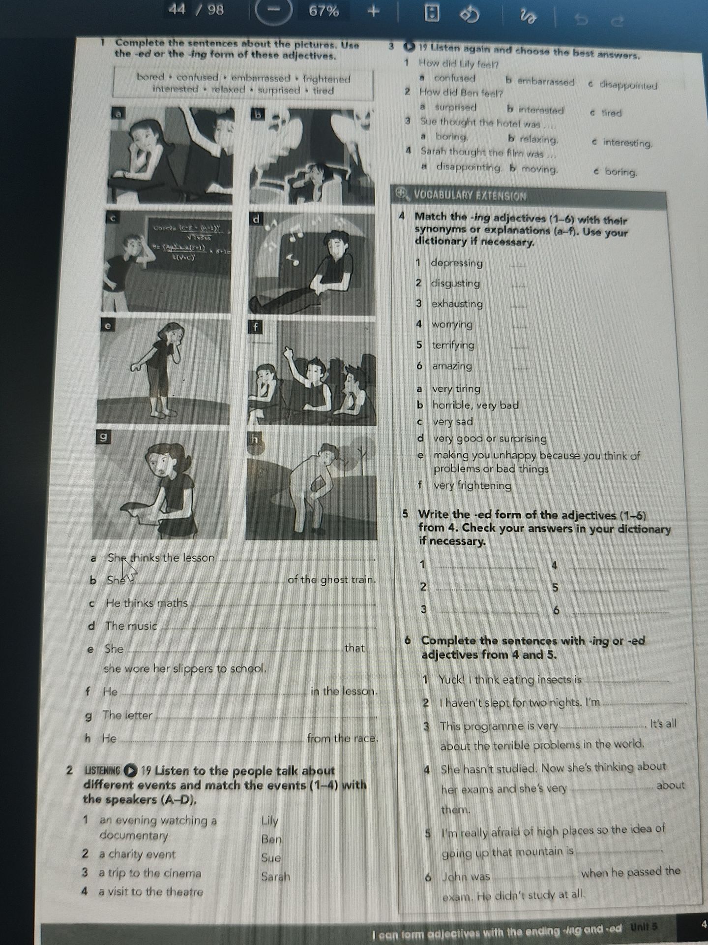 Фото задания: 5. Write the -ed form of the adjectives (1–6) from exercise 4.