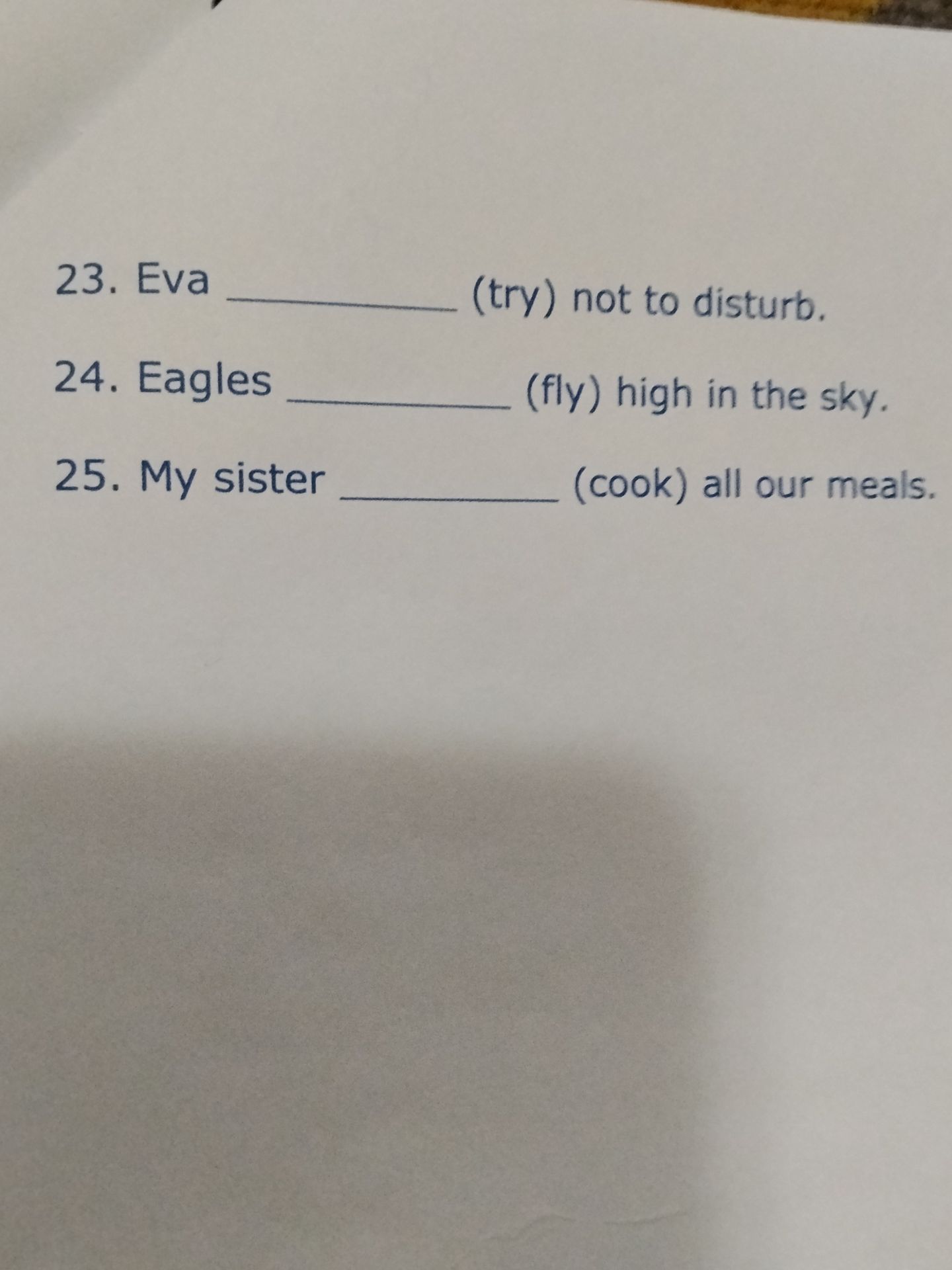Фото задания: 25. My sister ______ (cook) all our meals.