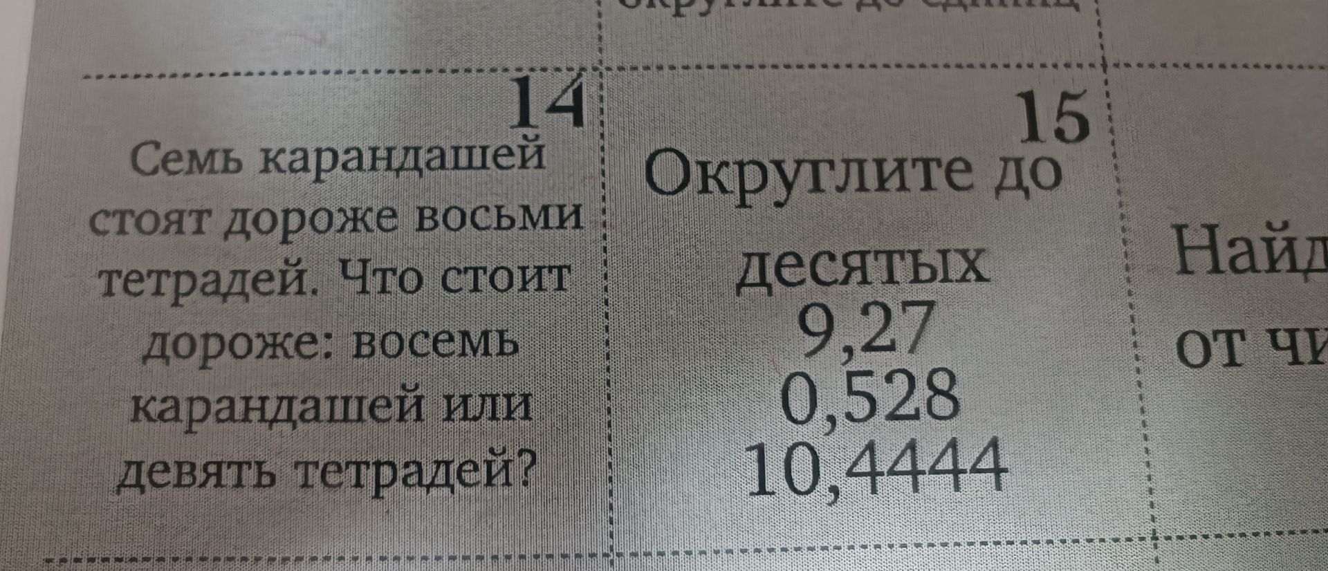 Фото задания: Округлите до десятых: а) 9,27; б) 0,528; в) 10,4444.