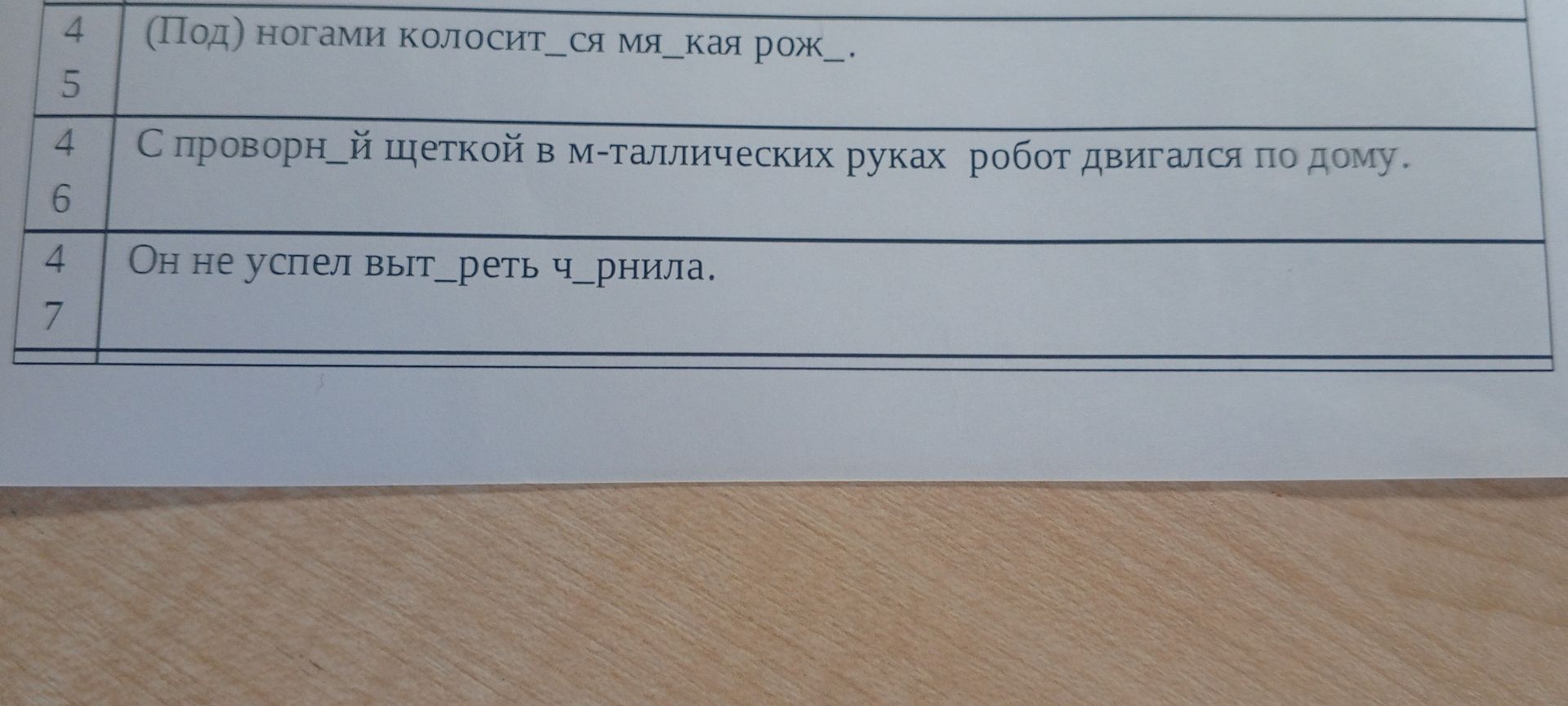 Фото задания: 4. Он не успел выт_реть ч_рнила.