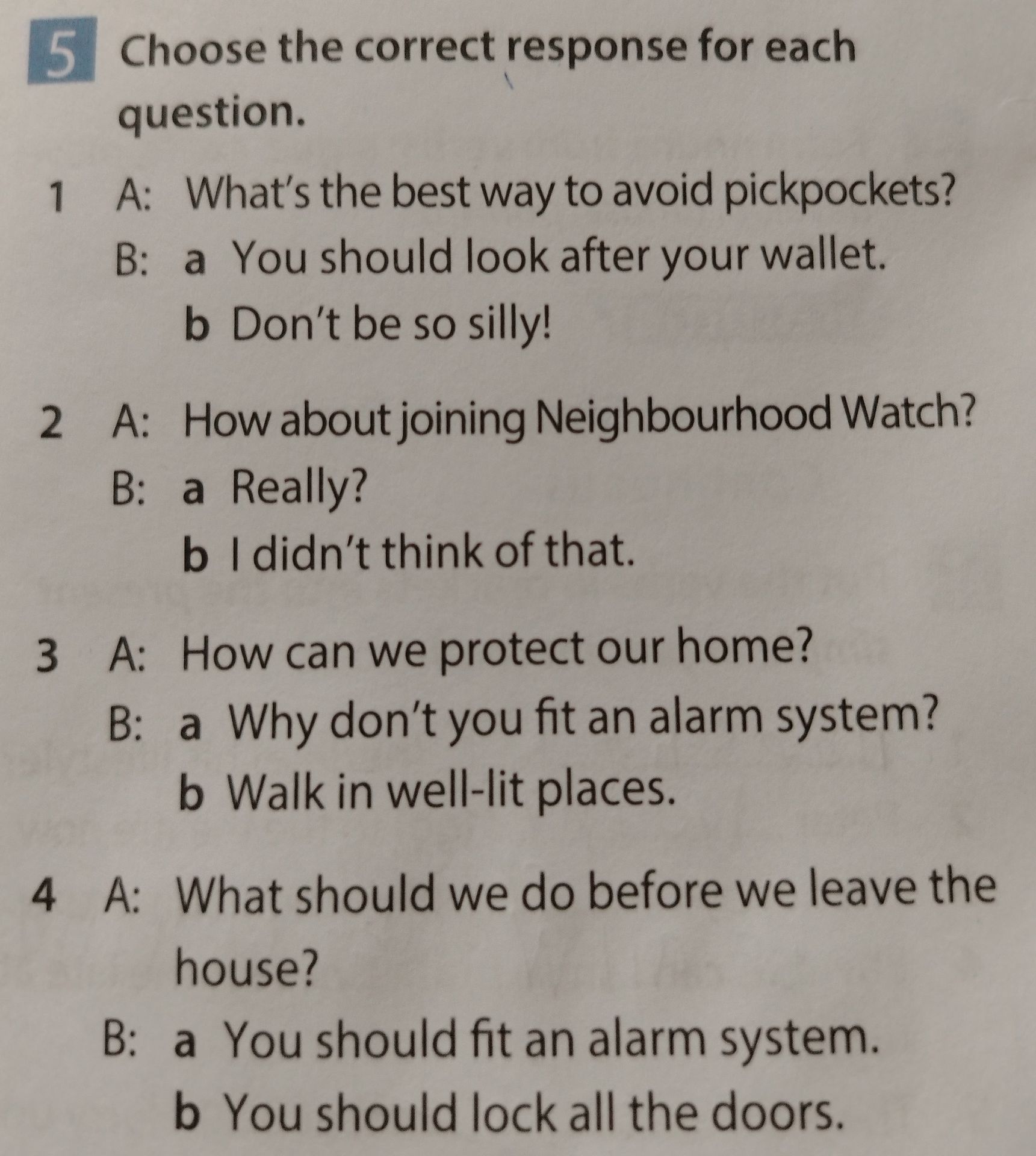 Фото задания: 2. A: How about joining Neighbourhood Watch? B: a Really? b I didn’t think of that.
