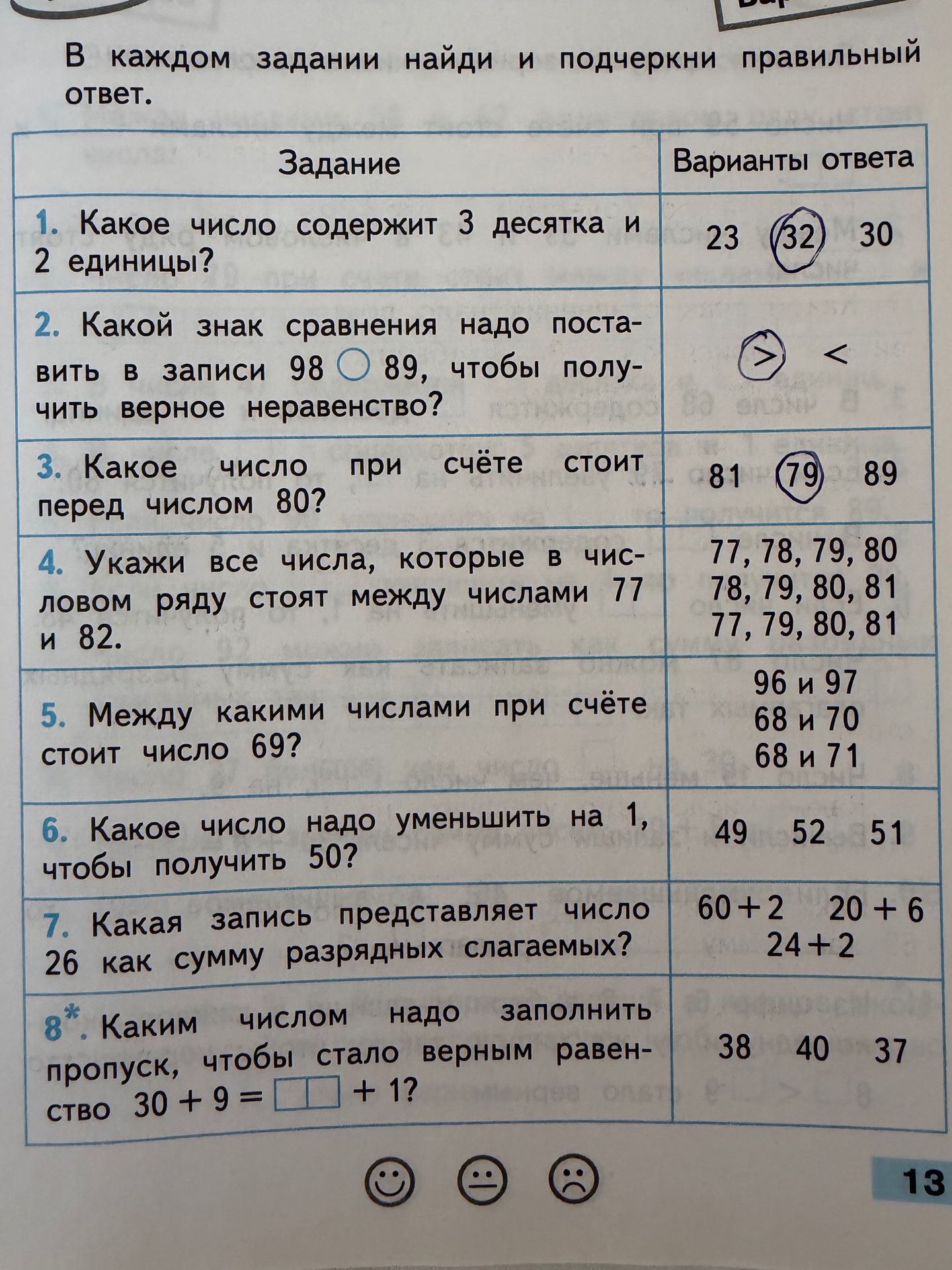 Фото задания: 5. Между какими числами при счёте стоит число 69? Варианты: 96 и 97; 68 и 70; 68 и 71.