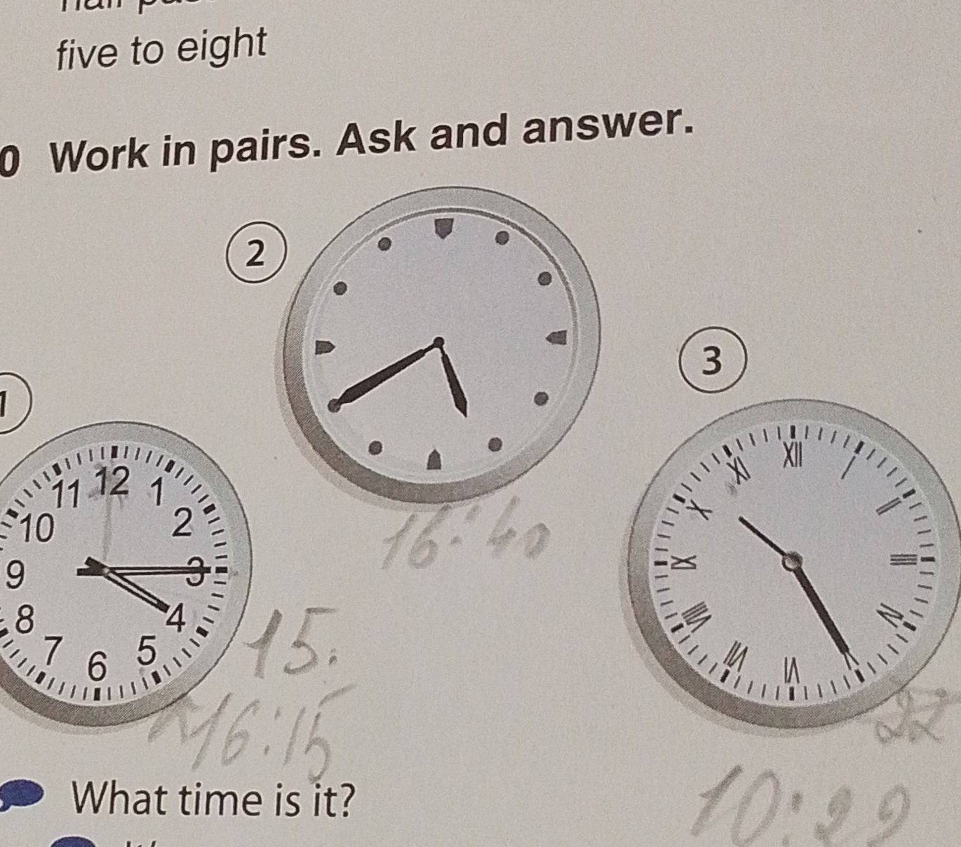 Фото задания: What time is it? 1) Clock 1 2) Clock 2 3) Clock 3