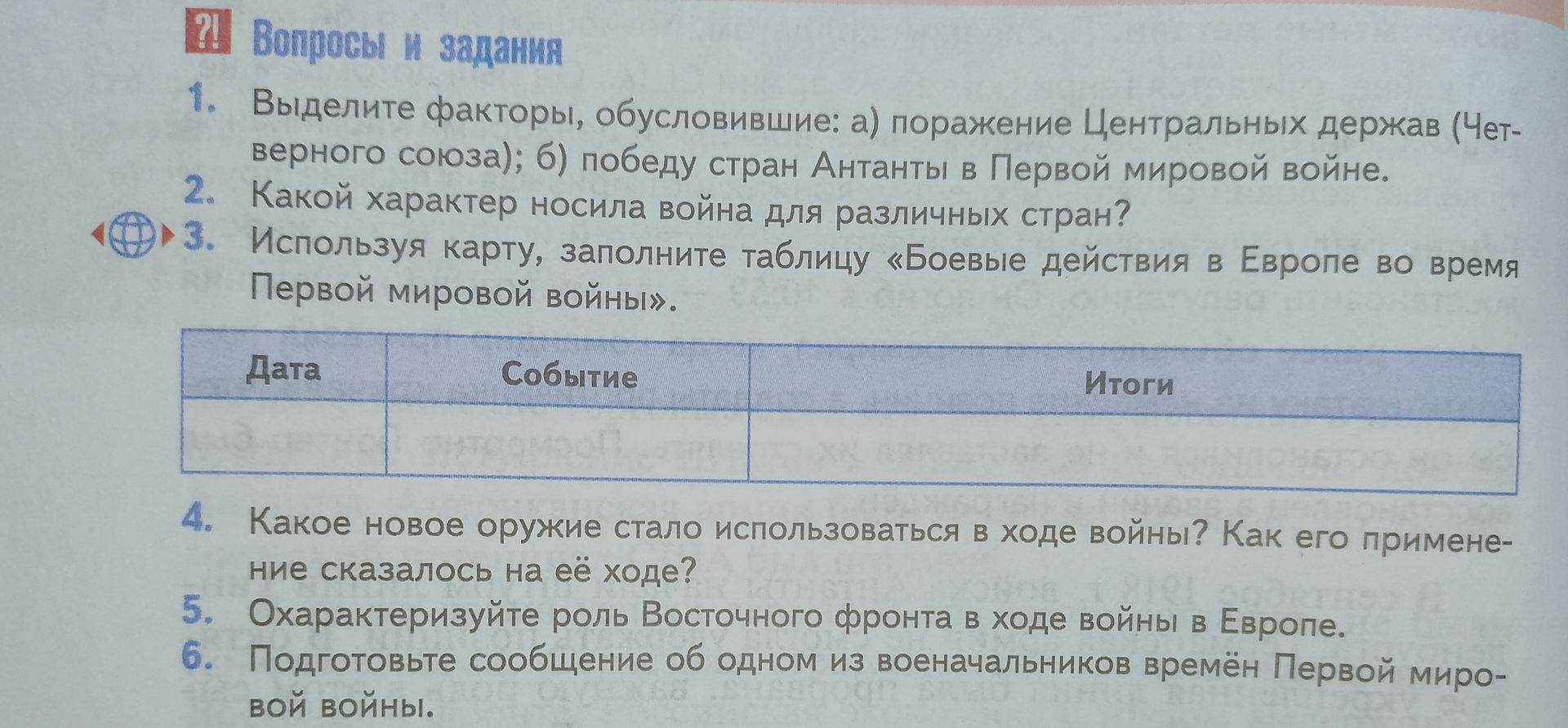 Фото задания: 2. Какой характер носила война для различных стран?