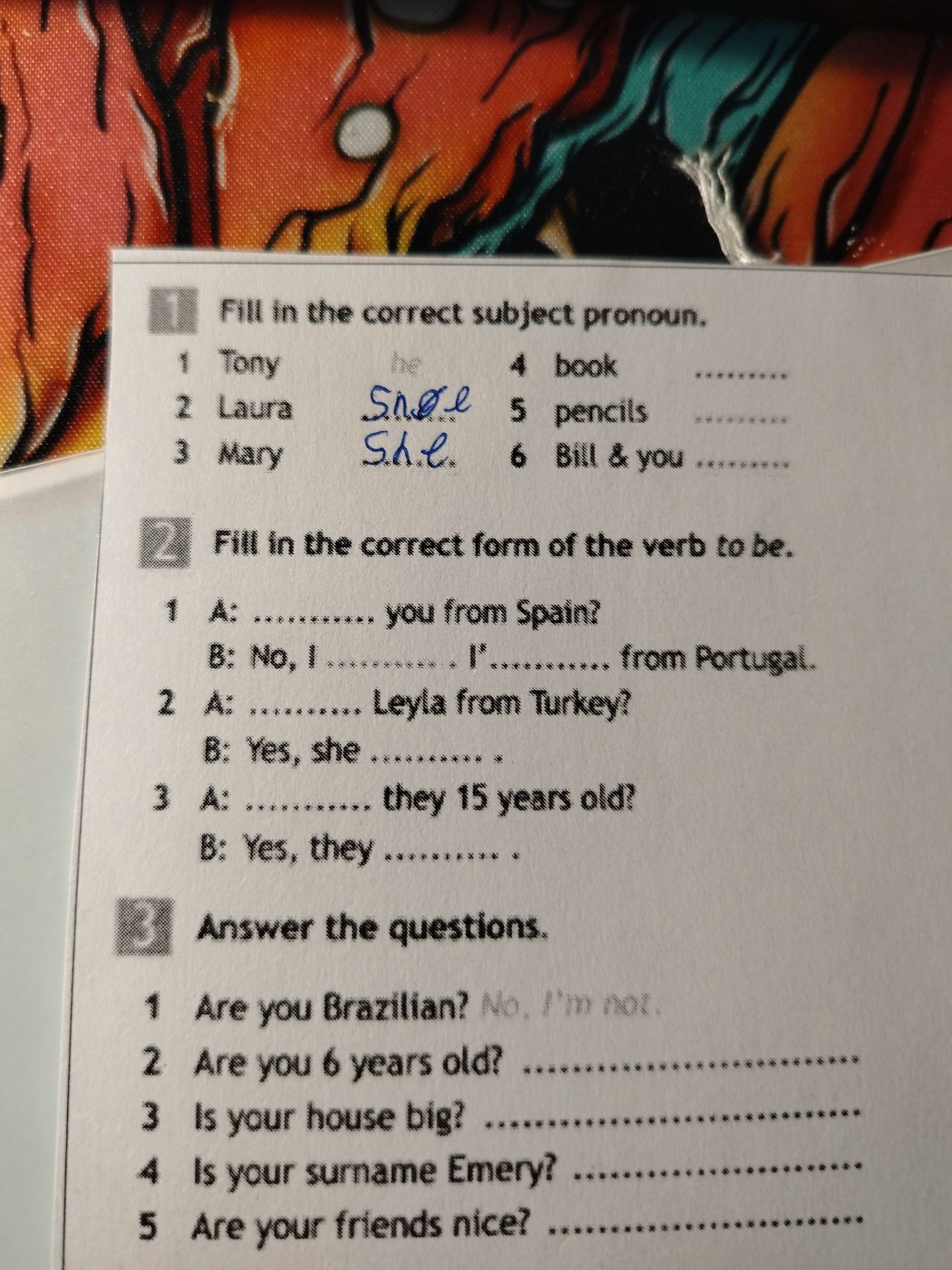 Фото задания: 2. Fill in the correct form of the verb to be. 1) A: ______ you from Spain? B: No, I ______. I ______ from Portugal. 2) A:…