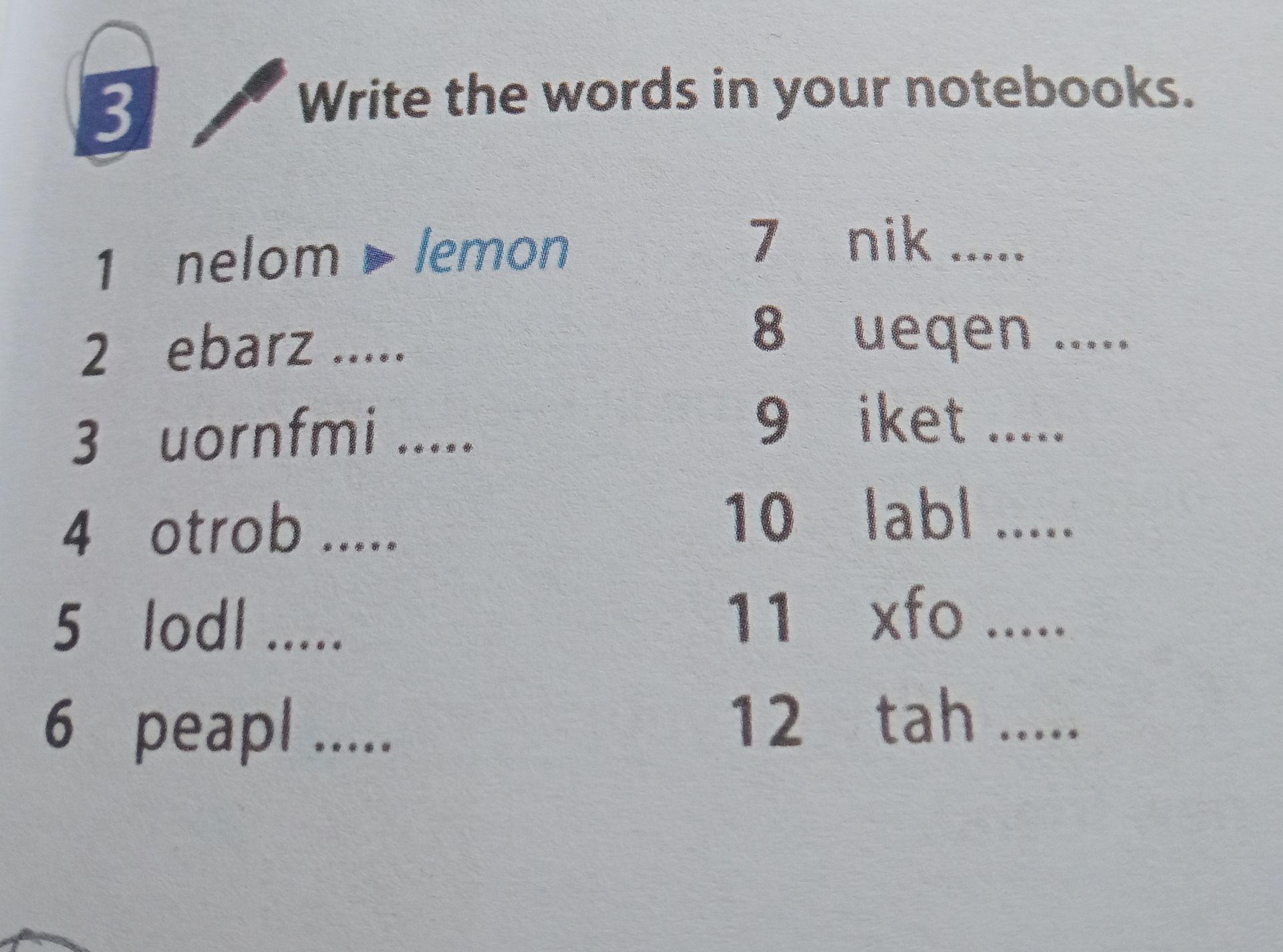 Фото задания: 1. nelom ▶ lemon