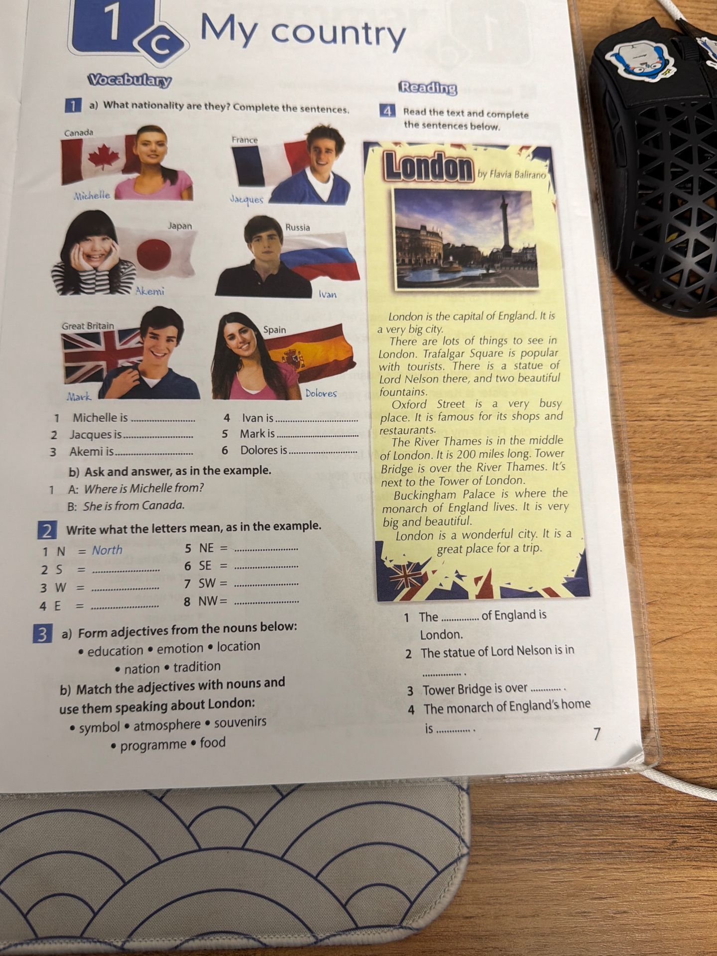 Фото задания: 4) Read the text and complete the sentences below. 1 The ... of England is London. 2 The statue of Lord Nelson is in ... .…