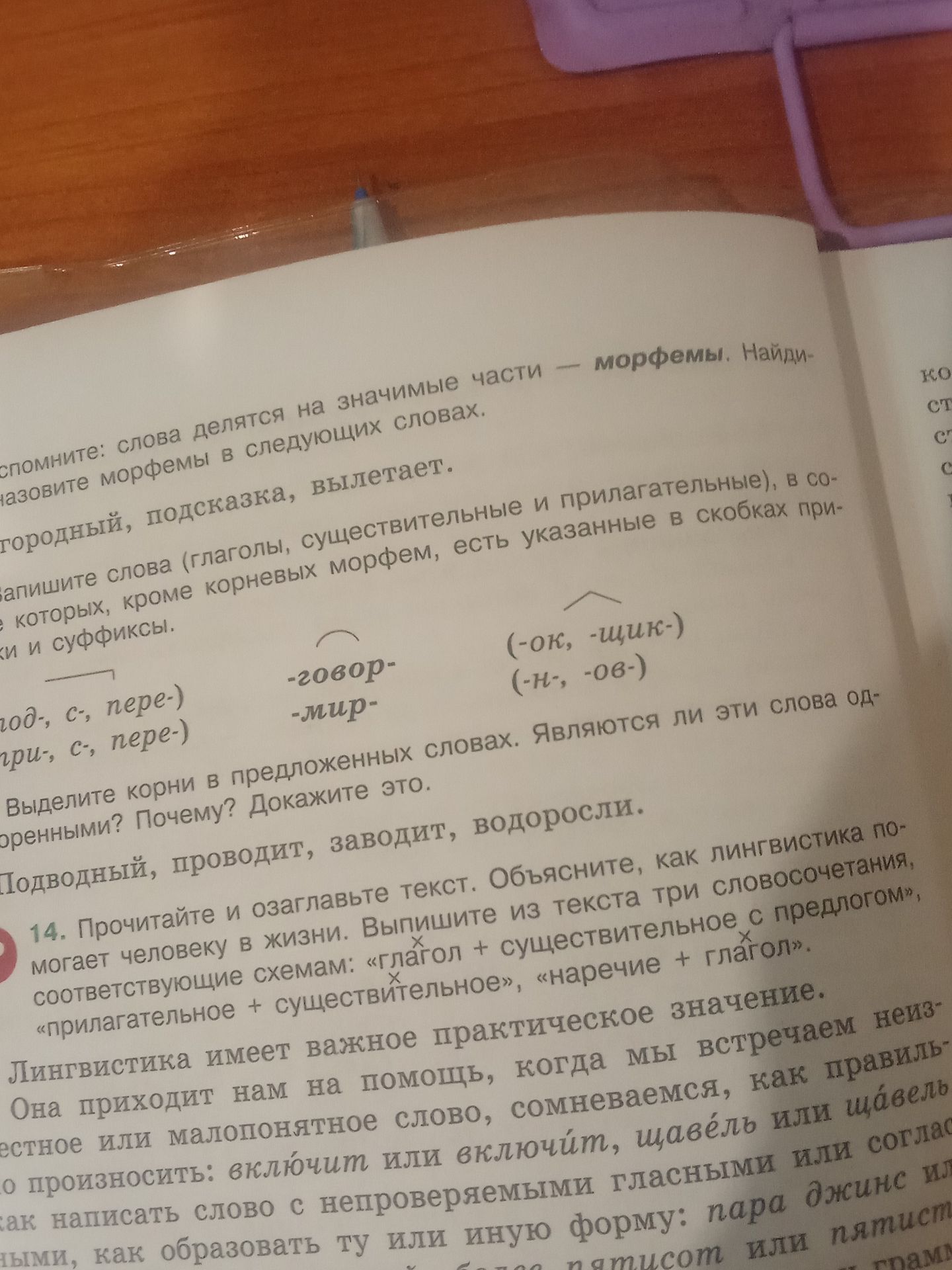 Фото задания: Задание 14. Прочитайте и озаглавьте текст. Объясните, как лингвистика помогает человеку в жизни. Выпишите из текста три…