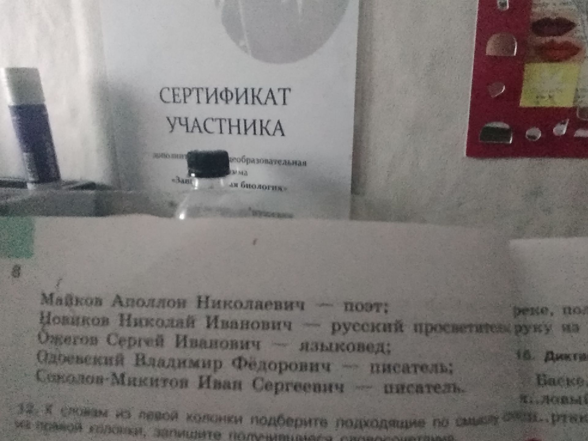 Фото задания: На изображении виден фрагмент печатного текста со списком участников и сертификат «УЧАСТНИКА». Полное учебное задание и его…