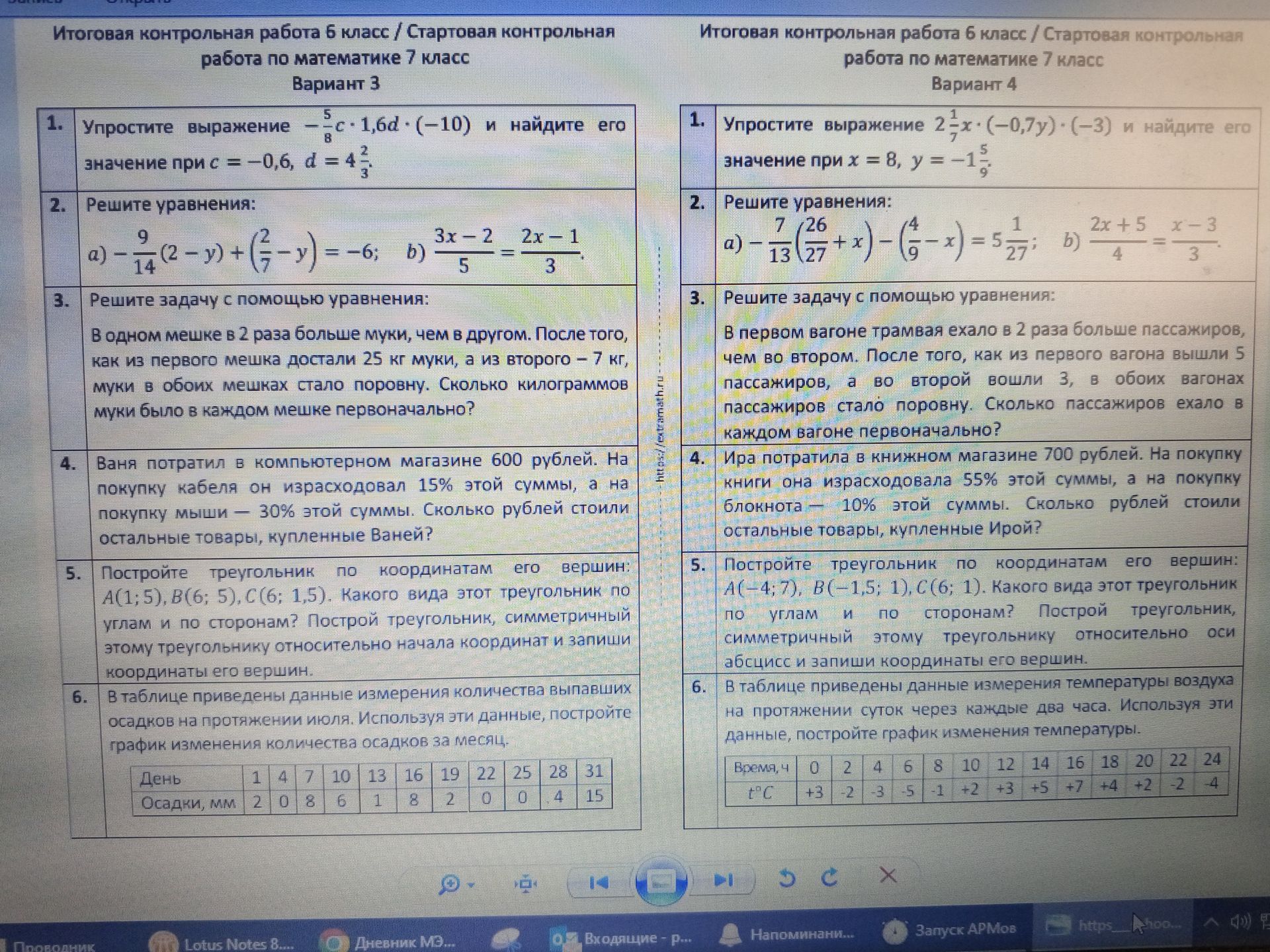 Фото задания: Вариант 4. 1. Упростите выражение \(2\frac{1}{7}x\cdot(-0,7y)\cdot(-3)\) и найдите его значение при \(x=8\),…
