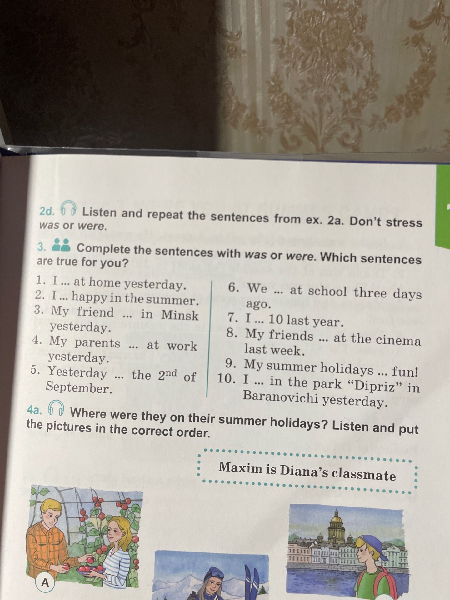 Фото задания: 2d. Listen and repeat the sentences from ex. 2a. Don’t stress was or were.