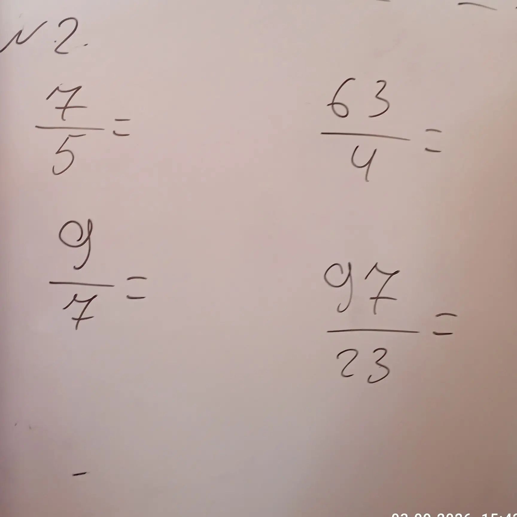 Фото задания: \(\frac{63}{4}=\)