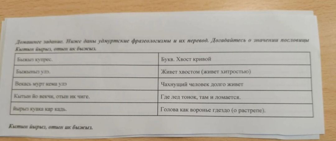 Фото задания: Быжинысь уз. Живет хвостом (живет хитростью).