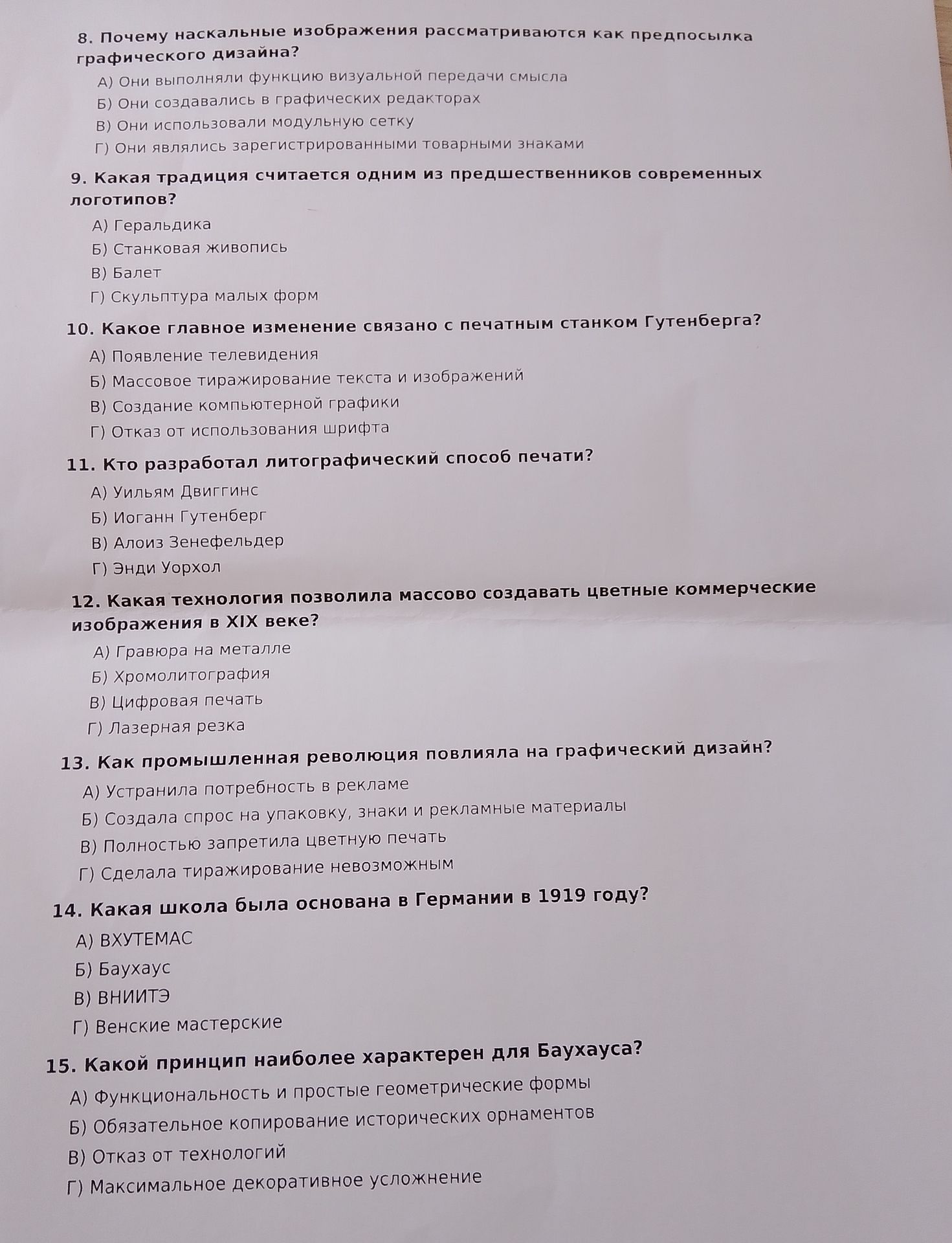 Фото задания: 11. Кто разработал литографический способ печати? А) Уильям Двиггинс Б) Иоганн Гутенберг В) Алоиз Зенефельдер Г) Энди Уорхол