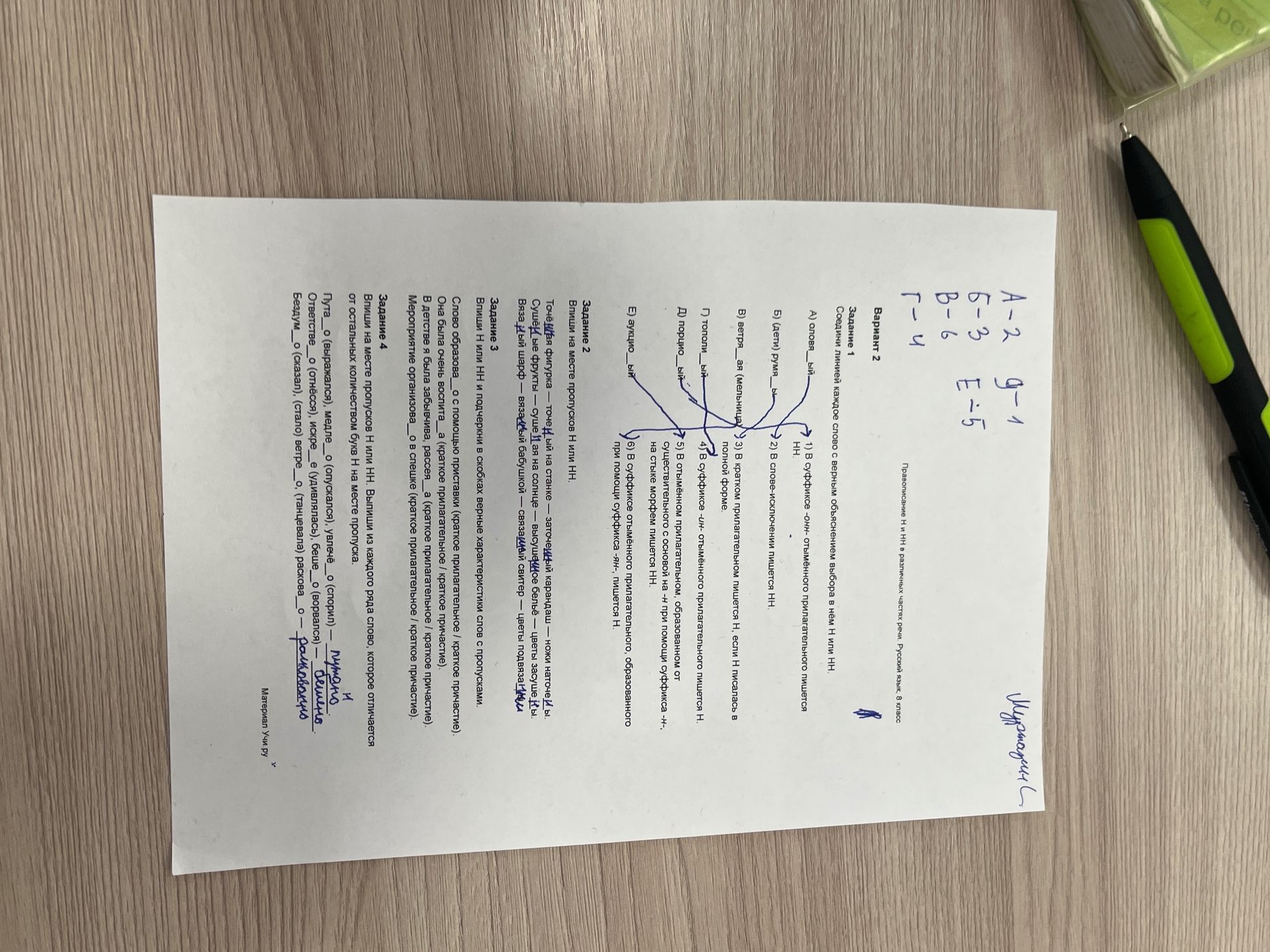 Фото задания: Задание 2. Впиши на месте пропусков Н или НН.