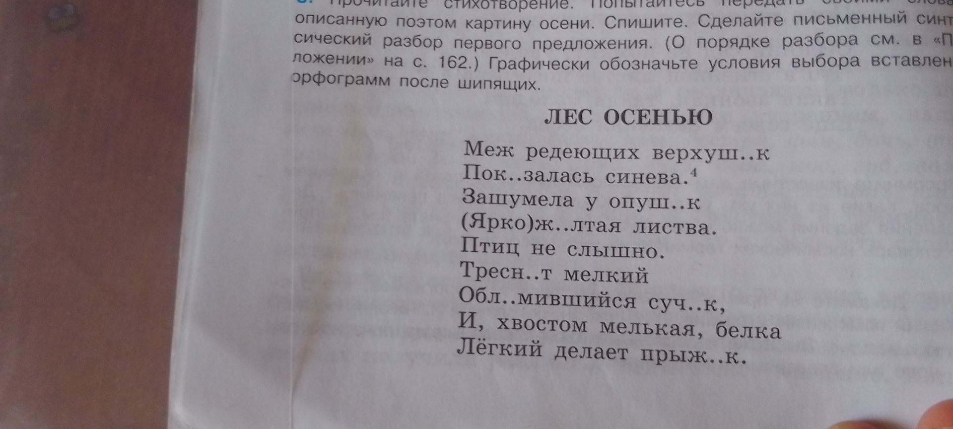 Фото задания: Прочитайте стихотворение. Попытайтесь передать словами описанную поэтом картину осени. Спишите. Сделайте письменный…