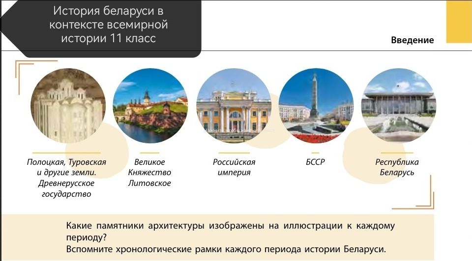 Фото задания: Какие памятники архитектуры изображены на иллюстрации к каждому периоду? Вспомните хронологические рамки каждого периода…