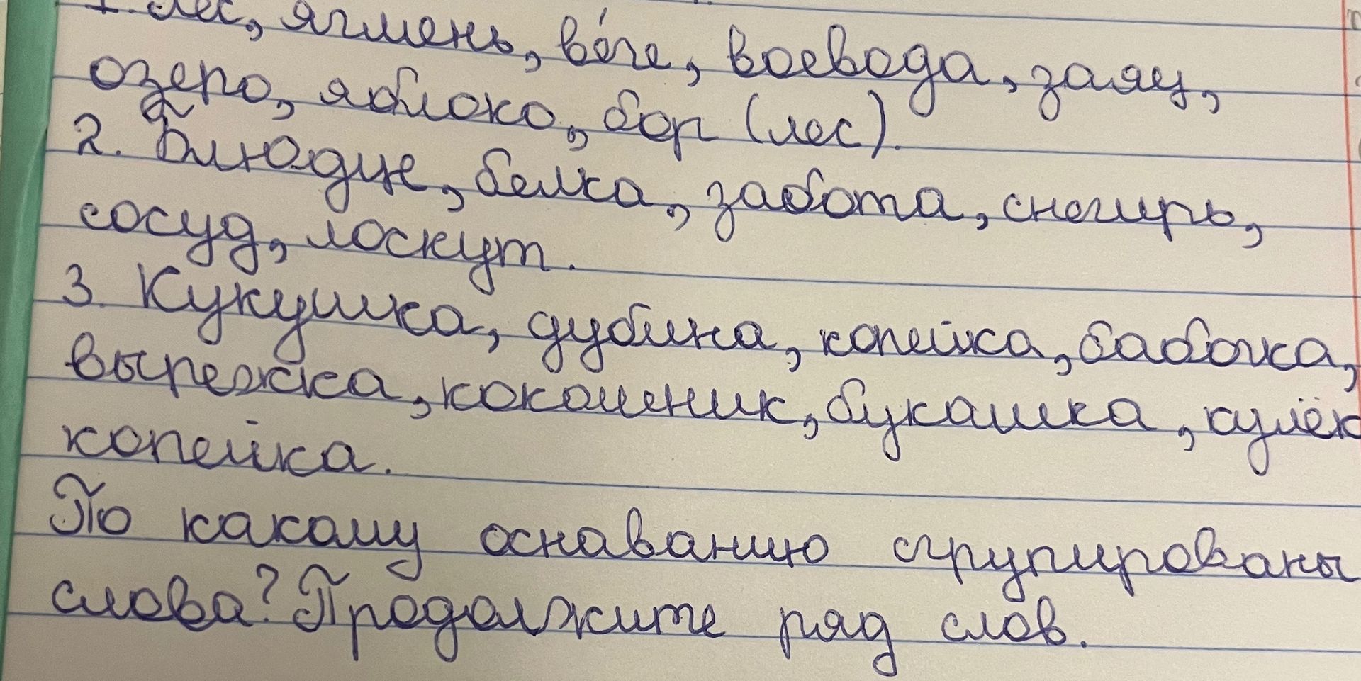 Фото задания: 3. Курочка, удочка, копейка, бабочка, воробейка, косильщик, душечка, супейка. По какому основанию сгруппированы слова?…