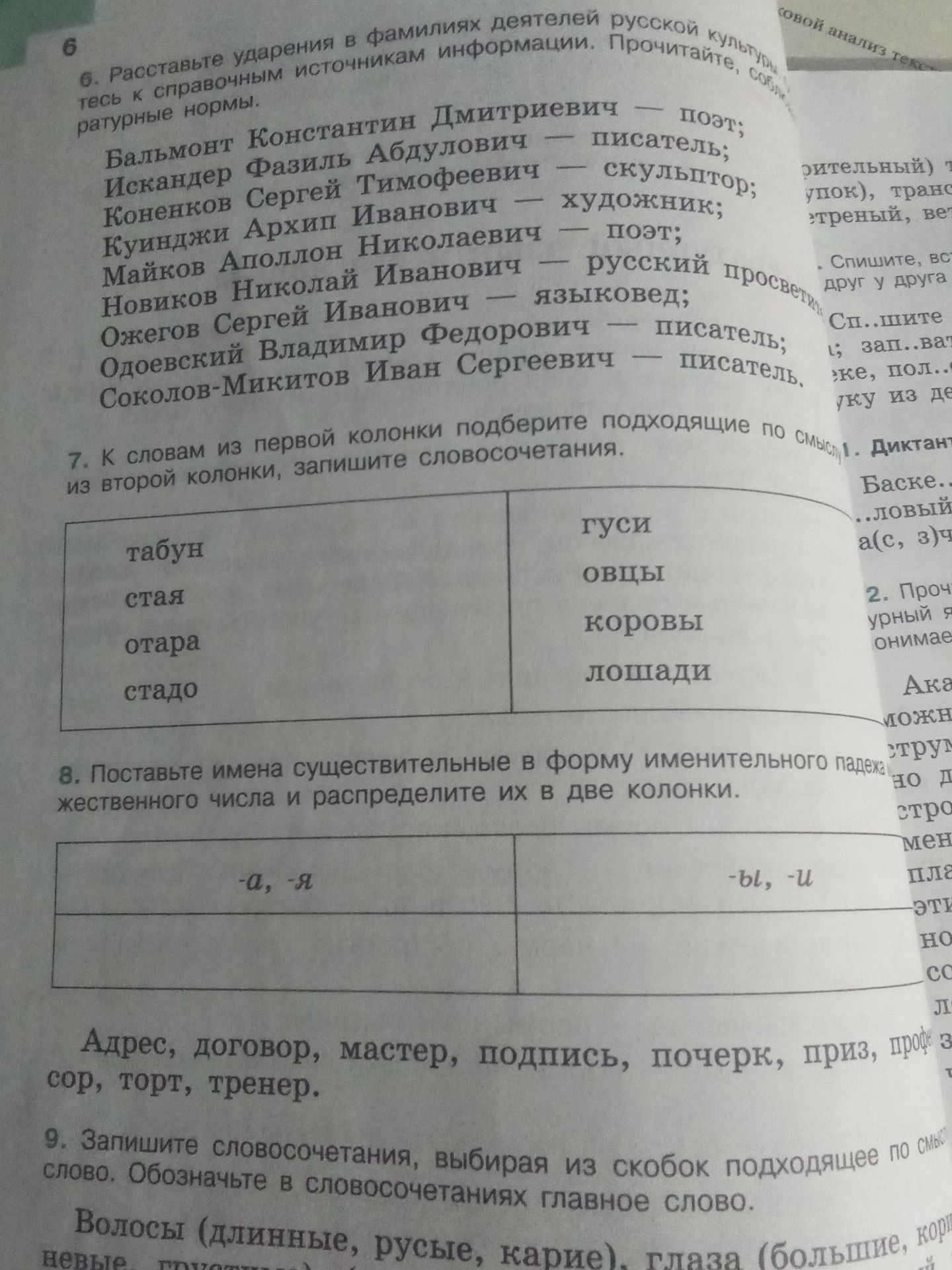 Фото задания: 6. Расставьте ударения в фамилиях деятелей русской культуры, известных к справочным источникам информации. Прочитайте,…
