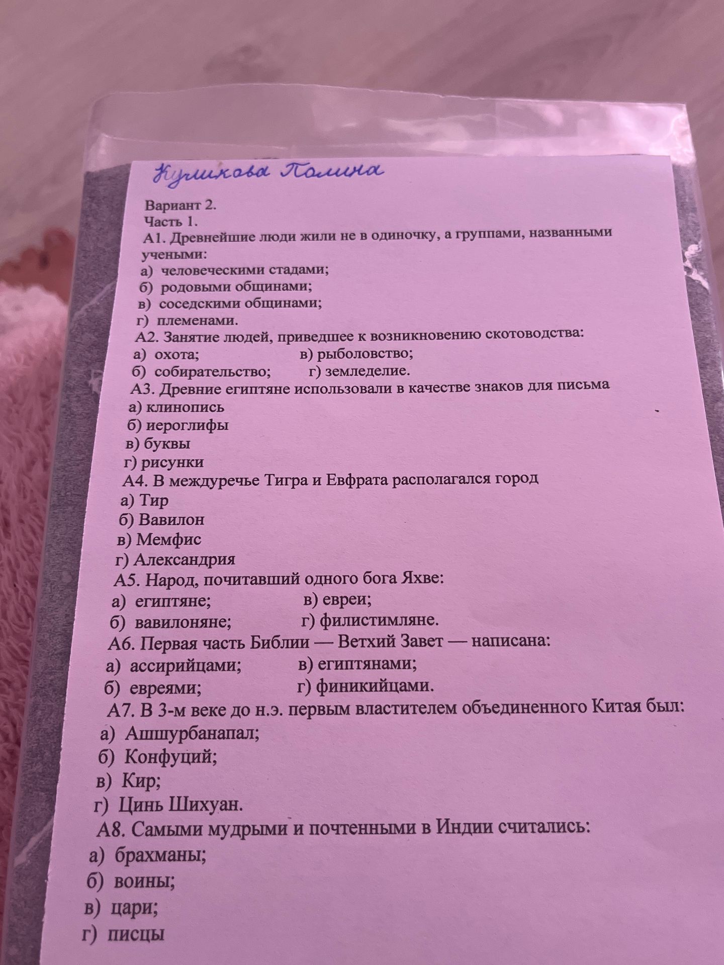 Фото задания: А3. Древние египтяне использовали в качестве знаков для письма: а) клинопись; б) иероглифы; в) буквы; г) рисунки.