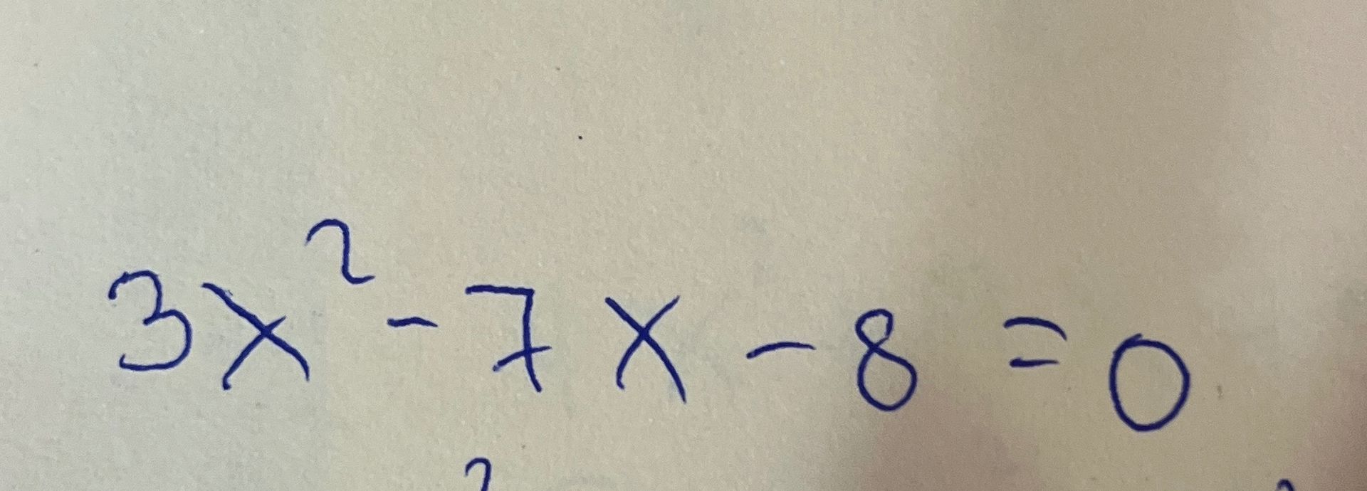 Фото задания: Решите уравнение: 3x² − 7x − 8 = 0.