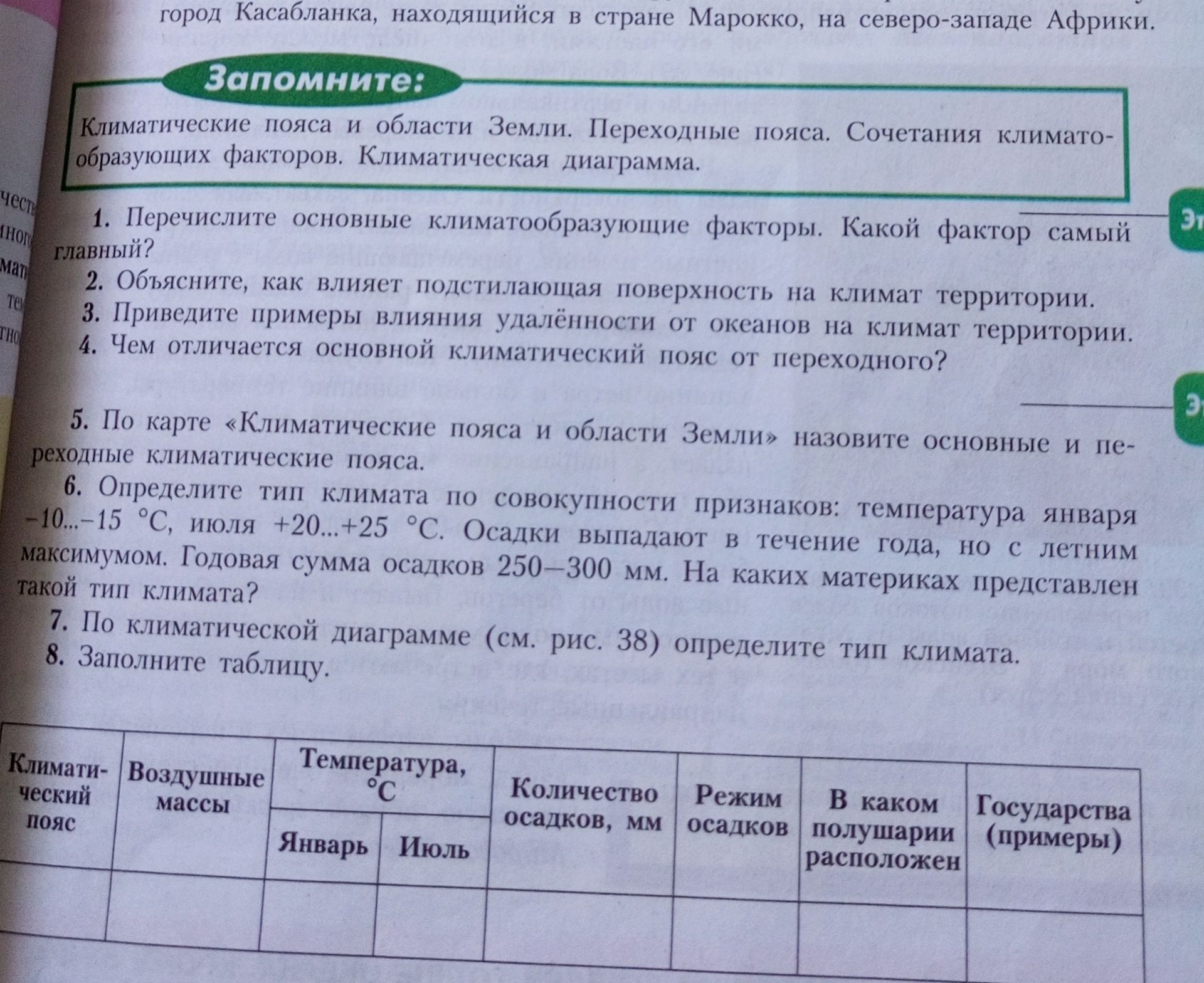 Фото задания: 2. Объясните, как влияет подстилающая поверхность на климат территории.