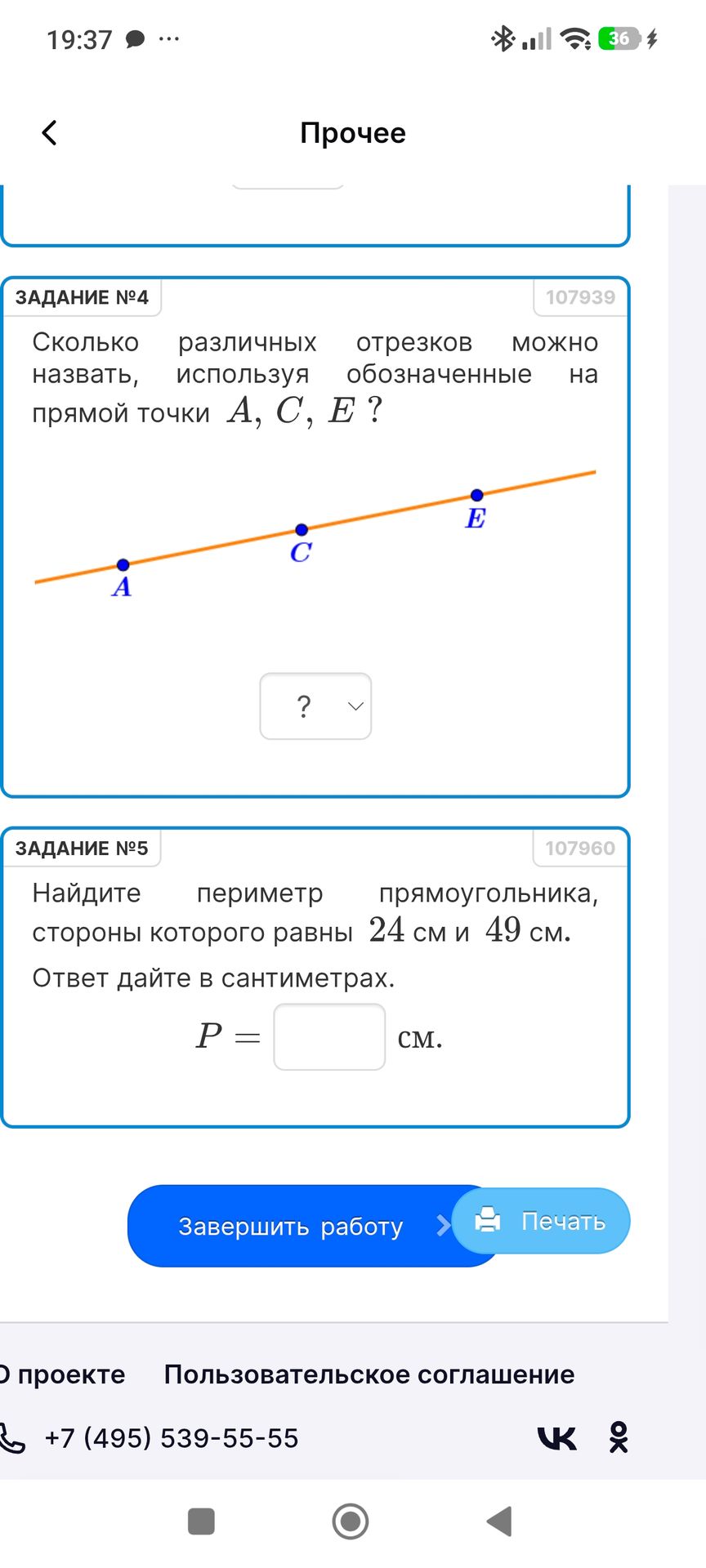 Фото задания: ЗАДАНИЕ №4. Сколько различных отрезков можно назвать, используя обозначенные на прямой точки A, C, E?