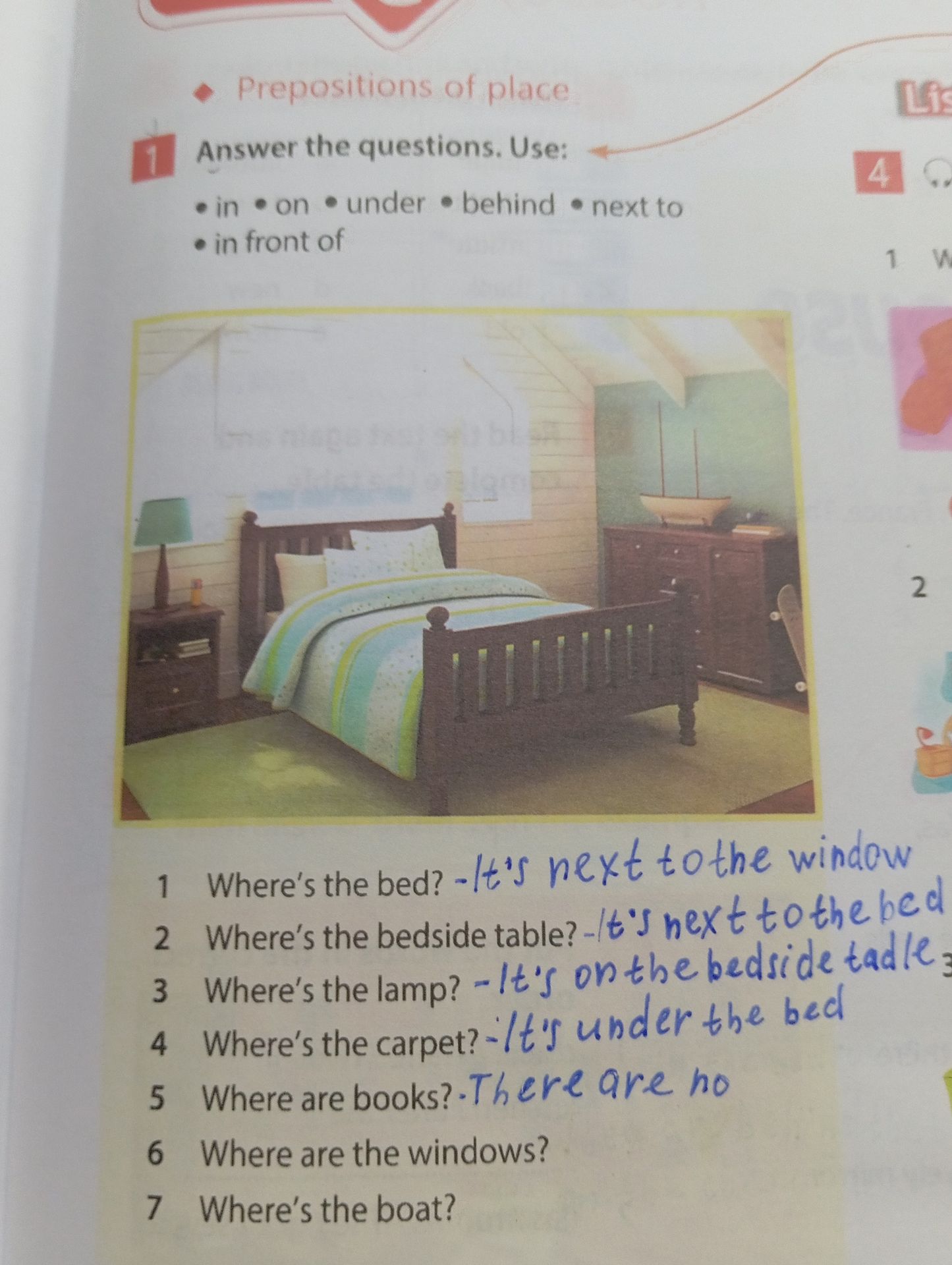 Фото задания: 2. Where’s the bedside table?