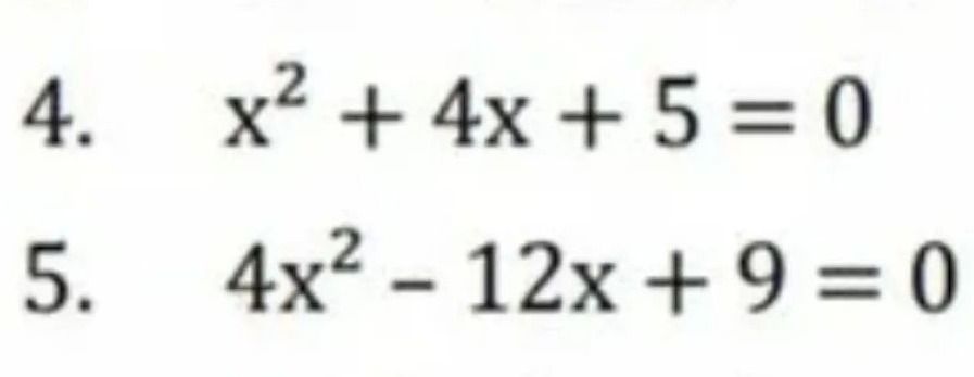 Фото задания: 4. x² + 4x + 5 = 0