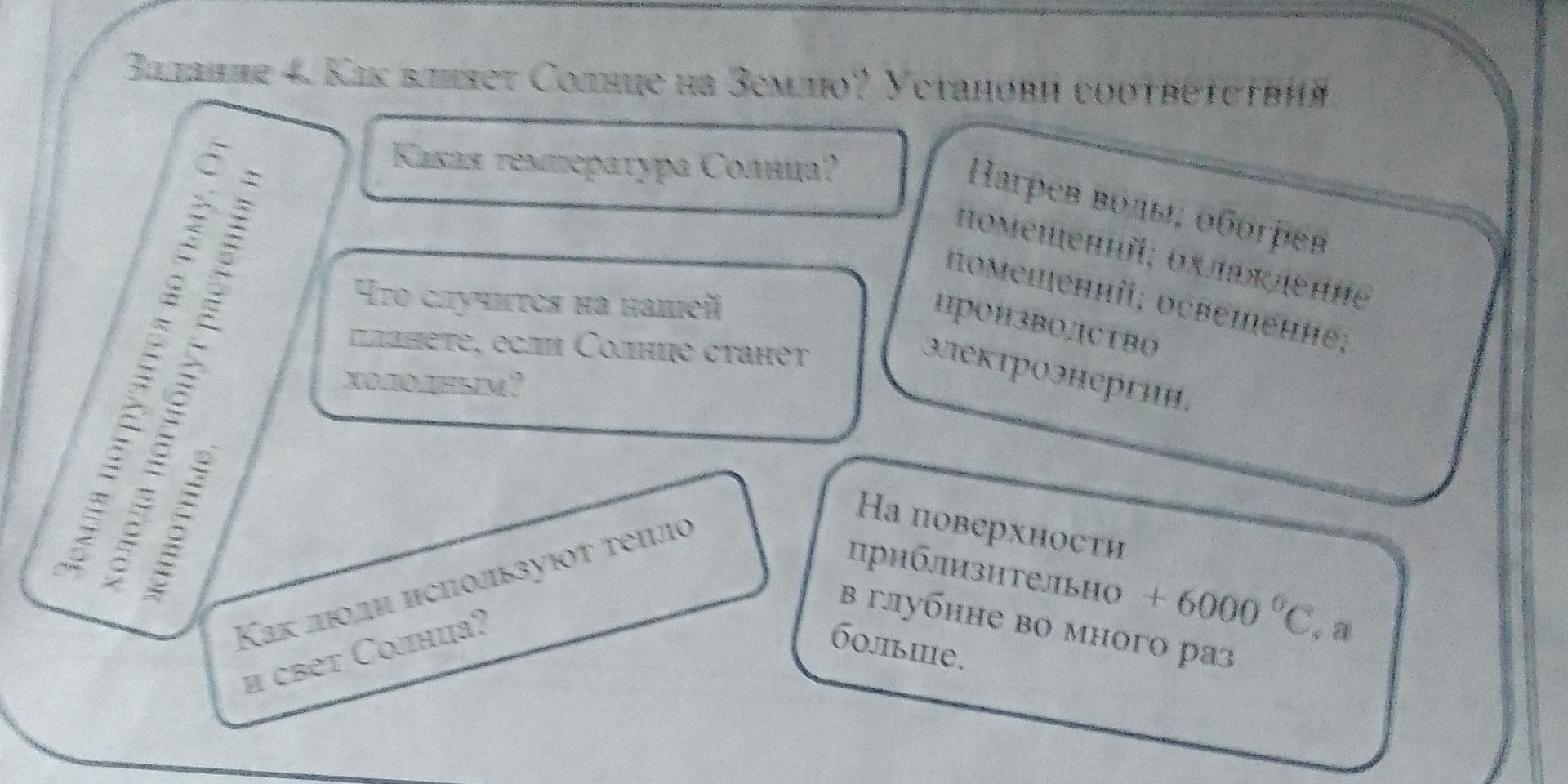 Фото задания: Задание 4. Как меняется Солнце [текст на фотографии частично неразборчив]. Укажите стрелками причинно-следственные связи…