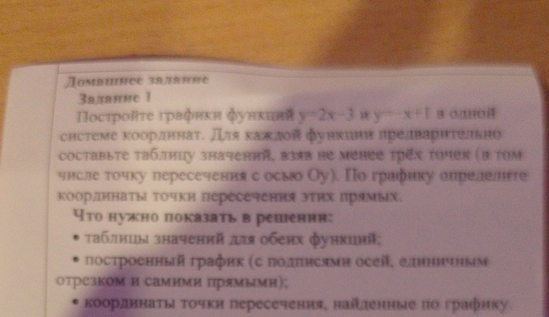 Фото задания: Постройте графики функций \(y=2x\), \(y=3\) и \(y=-x+1\) в одной системе координат. Для каждой функции укажите по три…