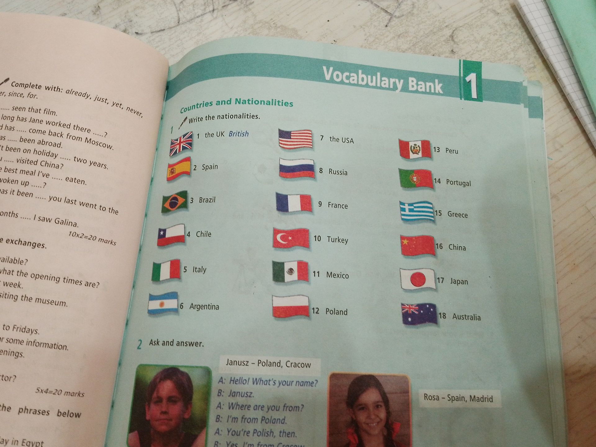 Фото задания: 1. Write the nationalities: 1) the UK — British; 2) Spain; 3) Brazil; 4) Chile; 5) Italy; 6) Argentina; 7) the USA; 8)…