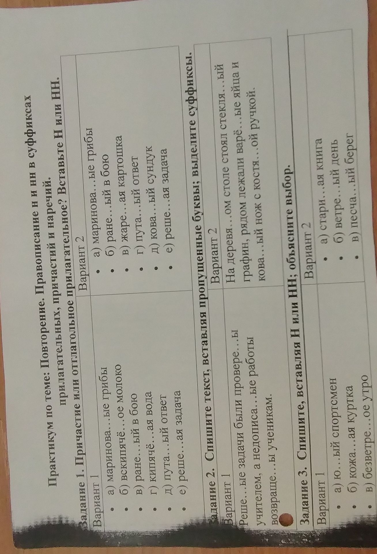 Фото задания: Задание 1. Практикум по теме: Повторение. Правописание Н и НН в суффиксах прилагательных, причастий и наречий. Практическое…