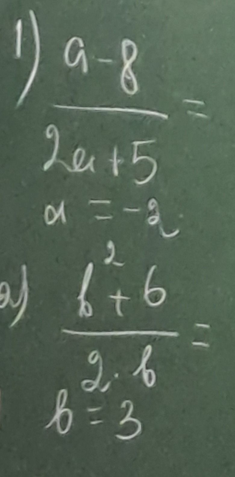 Фото задания: 1) Вычислить значение дроби \(\frac{a-8}{2a+5}\), если \(a=-8\).