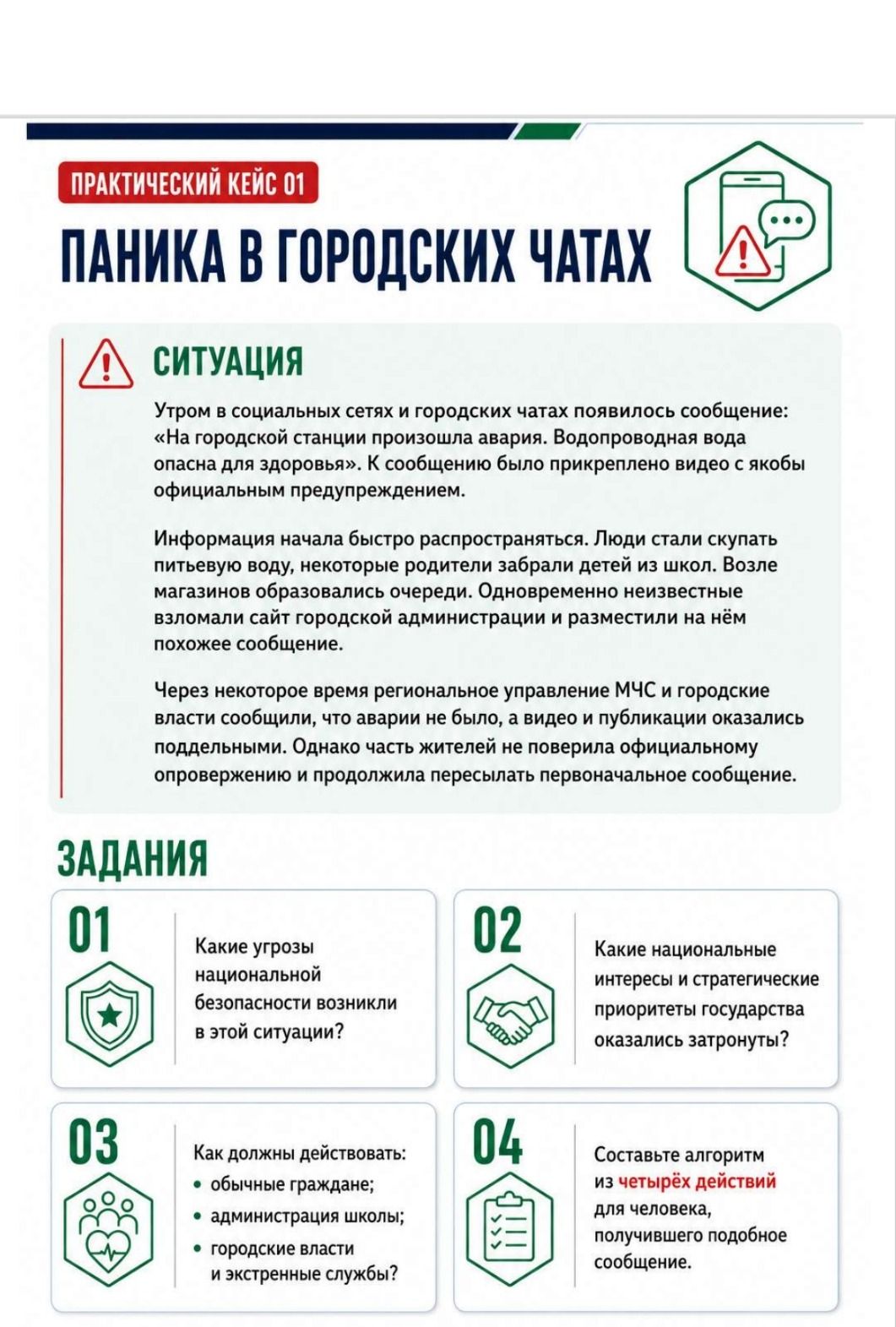 Фото задания: 04. Составьте алгоритм из четырёх действий для человека, получившего подобное сообщение.