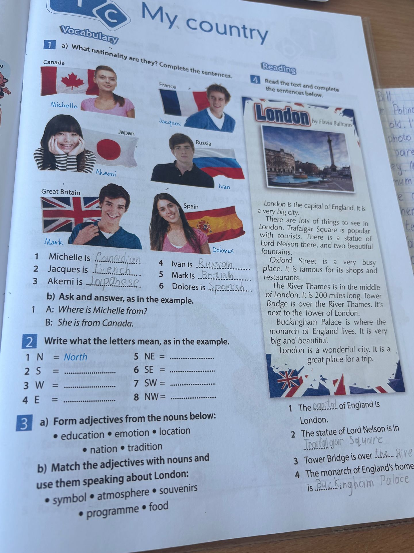 Фото задания: 1a) What nationality are they? Complete the sentences. Canada — Michelle; France — Jacques; Japan — Akemi; Russia — Ivan;…