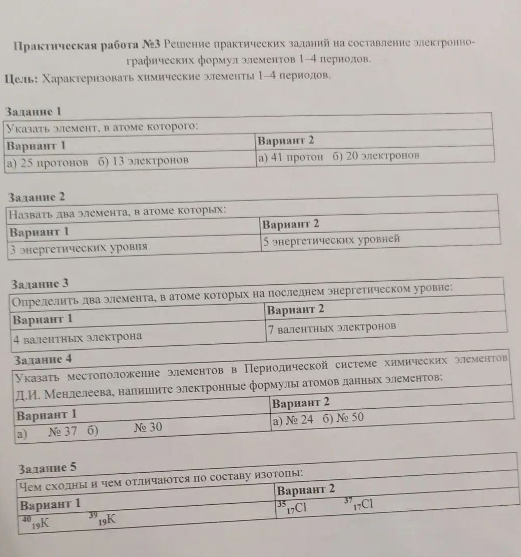 Фото задания: Задание 4. Указать местоположение элементов в Периодической системе химических элементов Д. И. Менделеева, написав…
