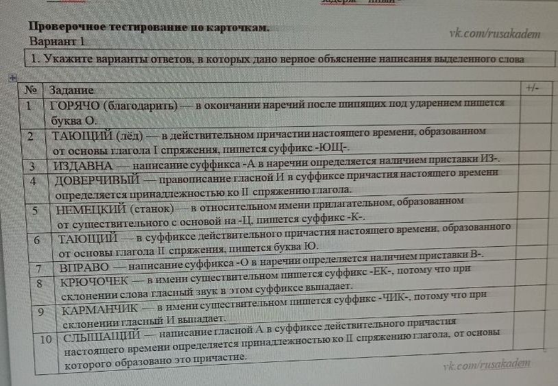 Фото задания: Укажите варианты ответов, в которых дано верное объяснение написания выделенного слова: 1) ГОРЯЧО (благодарить) — в окончании…