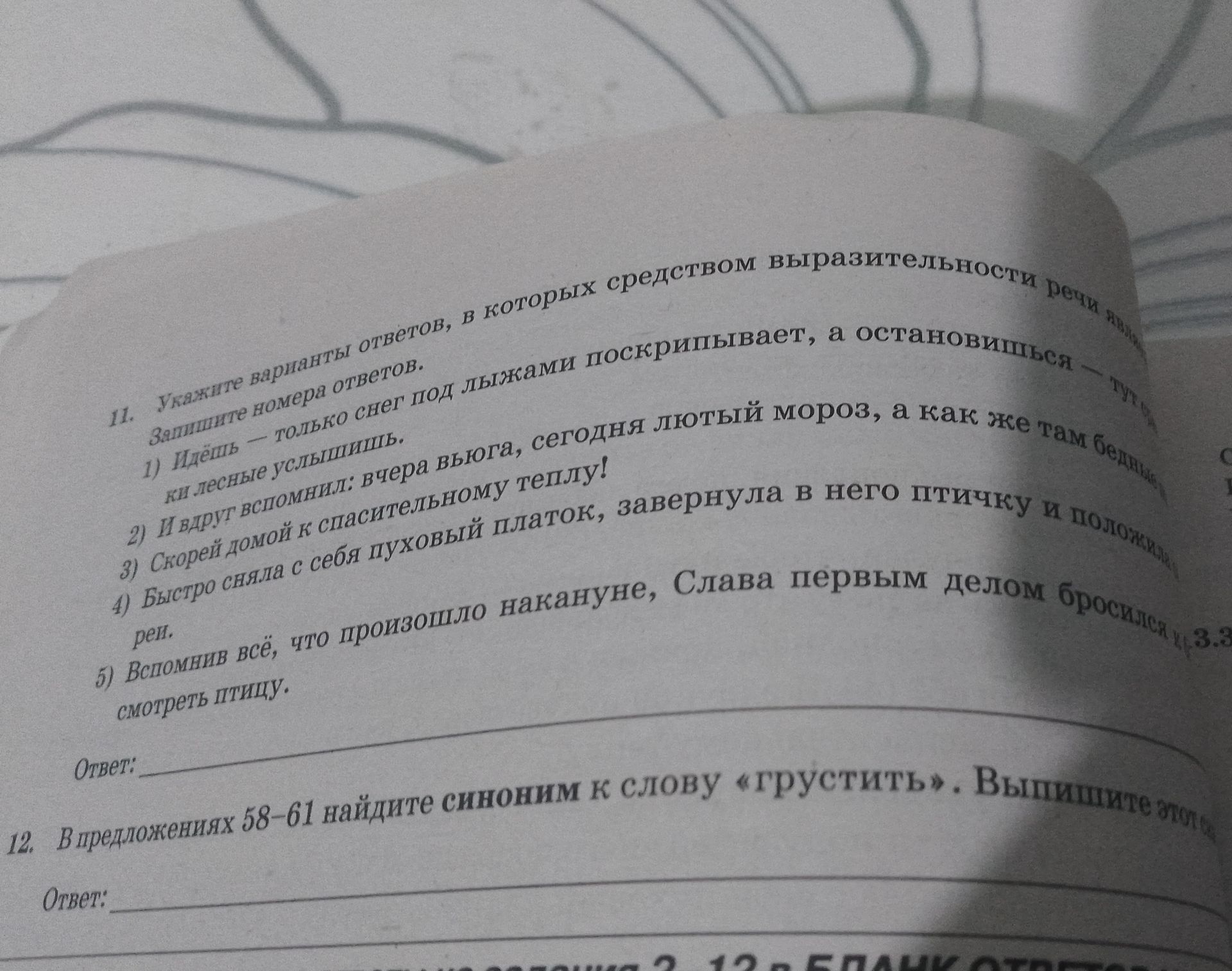 Фото задания: 11. Укажите варианты ответов, в которых средством выразительности речи является [название средства выразительности обрезано…