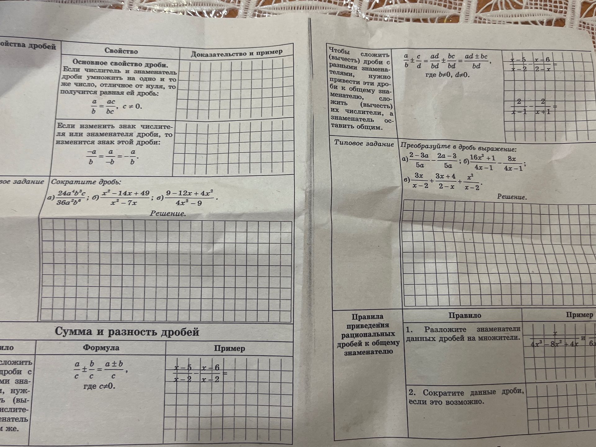 Фото задания: Сократите дроби: а) \(\frac{24a^4b^3c}{36a^2b^6}\); б) \(\frac{x^2-14x+49}{x^2-7x}\); в) \(\frac{9-12x+4x^2}{4x^2-9}\).