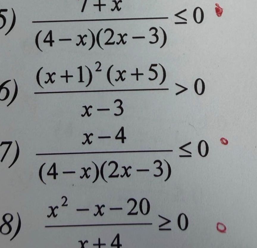 Фото задания: 7) \(\dfrac{x-4}{(4-x)(2x-3)}\le 0\)
