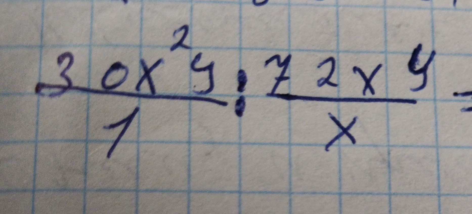Фото задания: Упростить выражение: \(\frac{3}{10x^2y}:\frac{x^2y}{x}\).