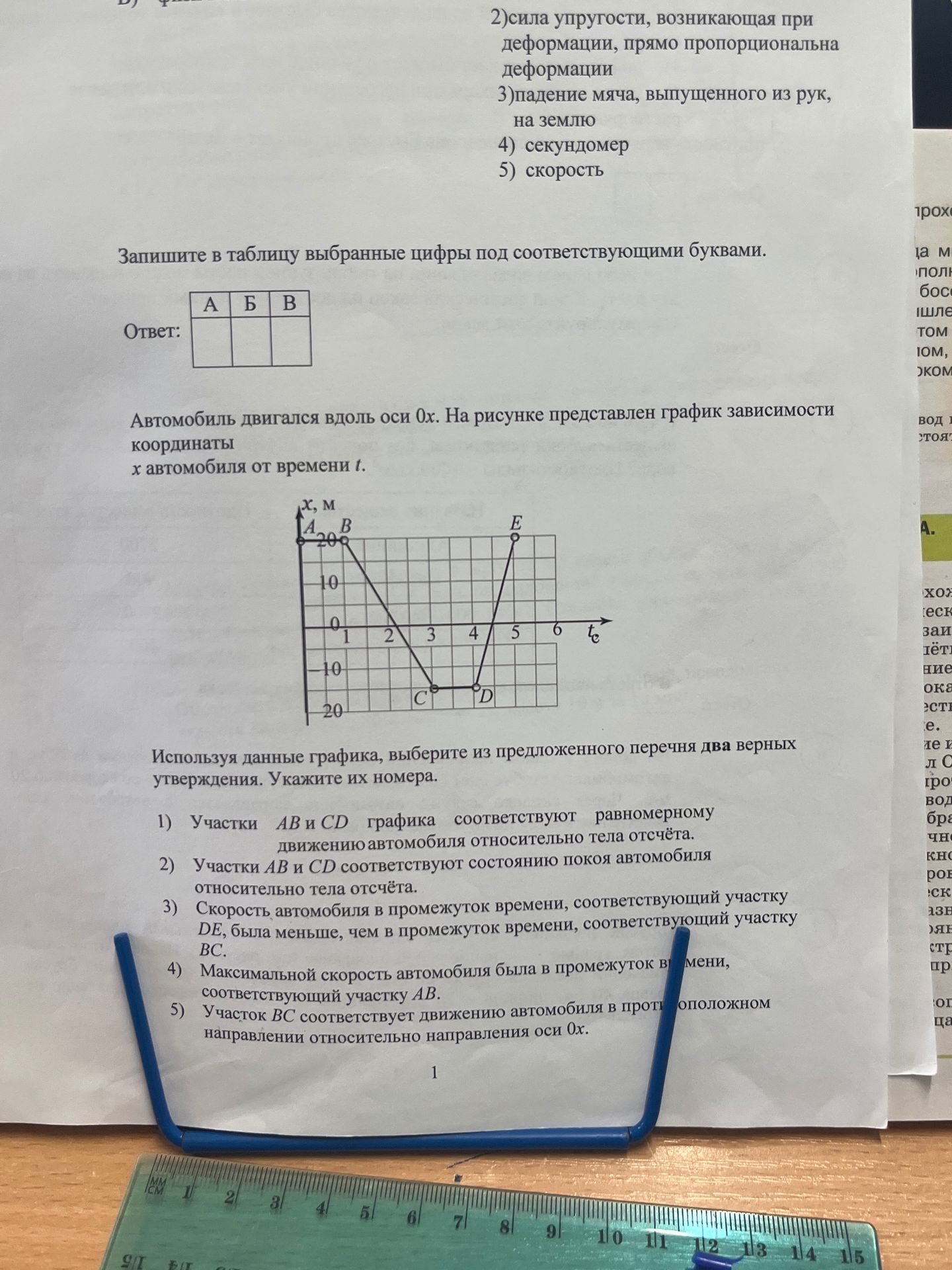 Фото задания: Автомобиль двигался вдоль оси Ox. На рисунке представлен график зависимости координаты x автомобиля от времени t. Используя…