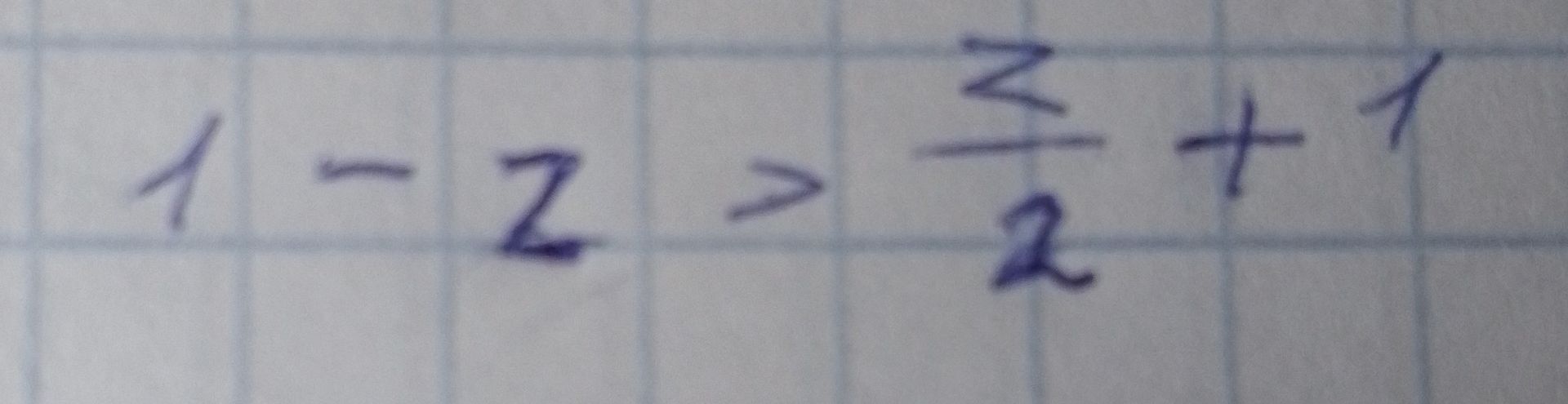 Фото задания: Решите неравенство: \(1-z>\dfrac{z}{z}+1\).
