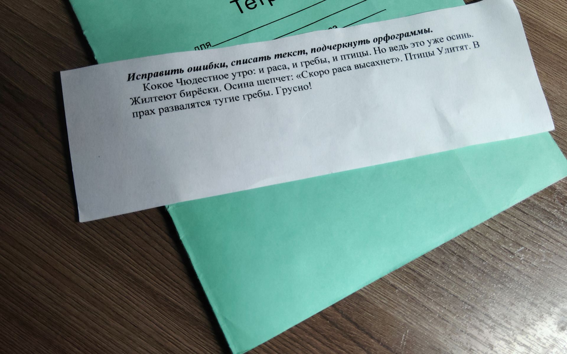 Фото задания: Исправить ошибки, списать текст, подчеркнуть орфограммы. Какое чудесное утро: и роса, и гребы, и птицы. Но ведь это уже…