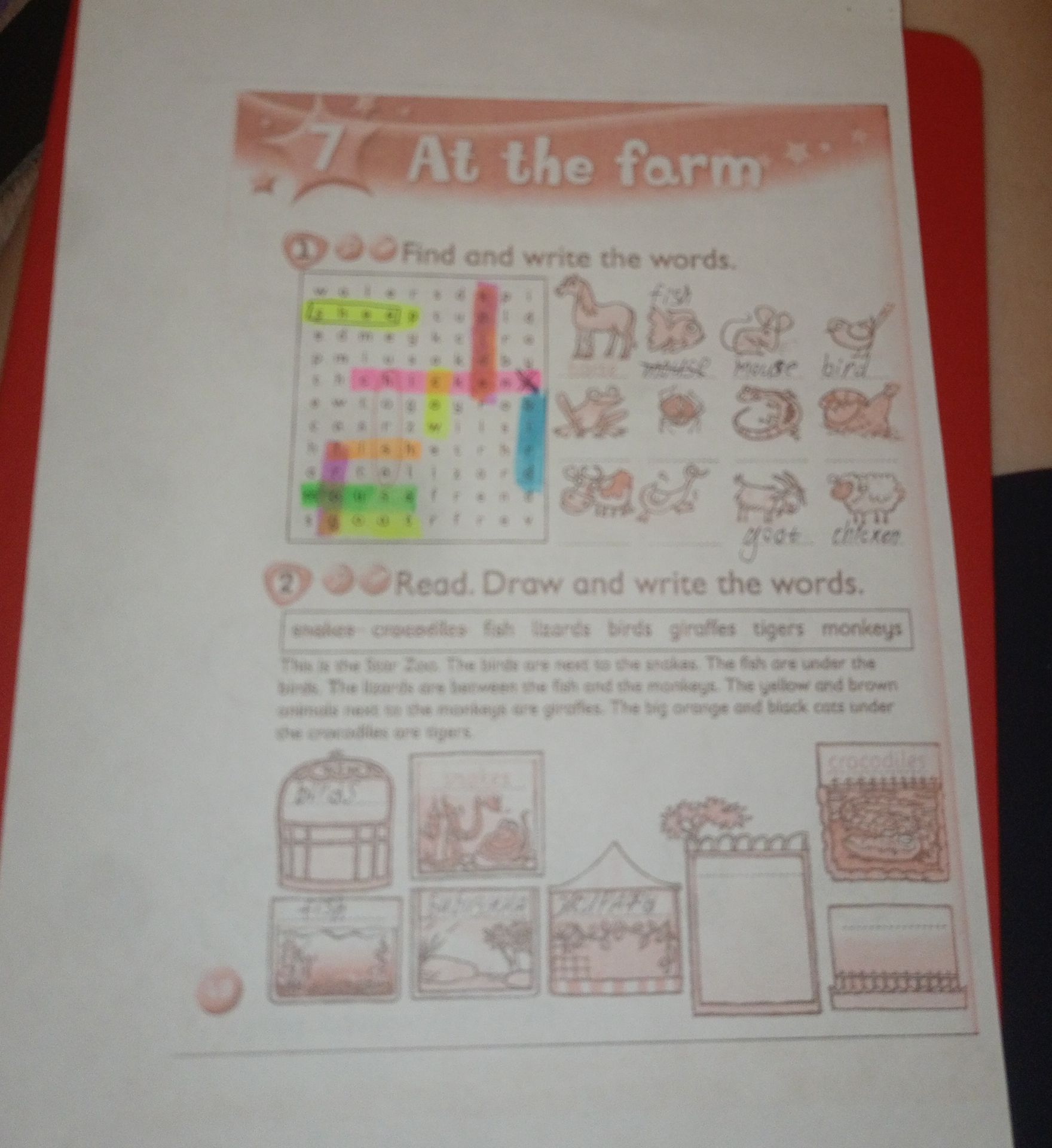 Фото задания: 1. Find and write the words. (Farm animals in the word search.)