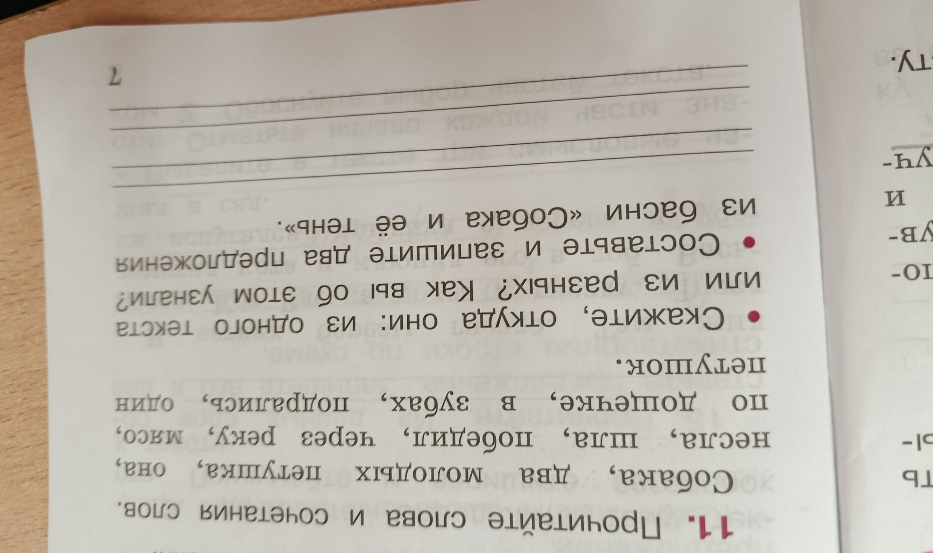 Фото задания: 11. Произнесите слова и поставьте в словах ударение: собака, два молочных петушка, она, несла, шла, побежит, через реку,…
