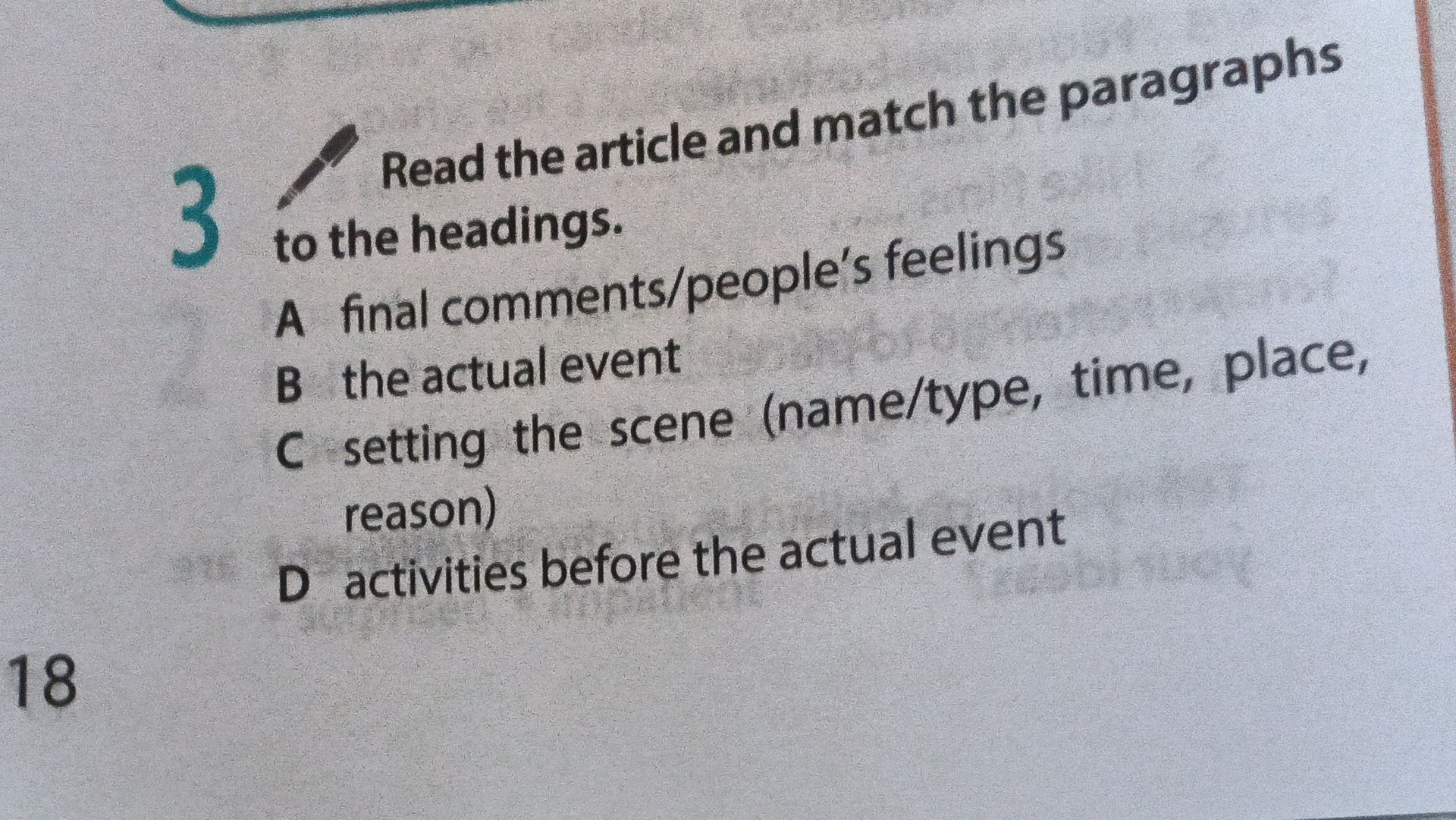 Фото задания: Read the article and match the paragraphs to the headings. A final comments/people’s feelings. B the actual event. C…