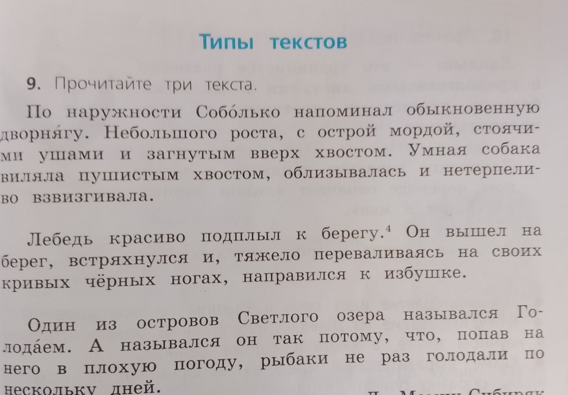Фото задания: 9. Прочитайте три текста. Определите тип каждого текста.