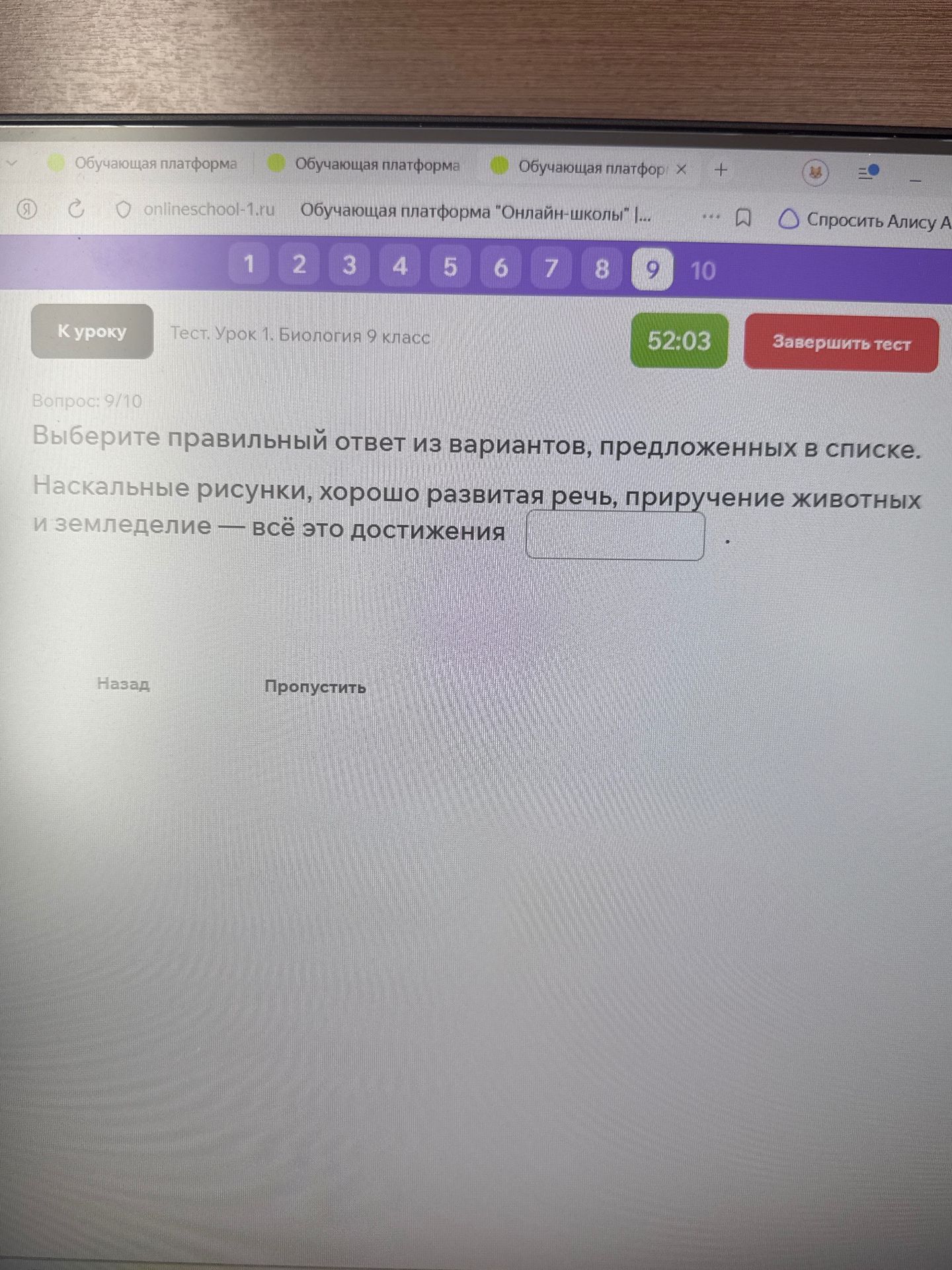 Фото задания: Наскальные рисунки, хорошо развитая речь, приручение животных и земледелие — всё это достижения
